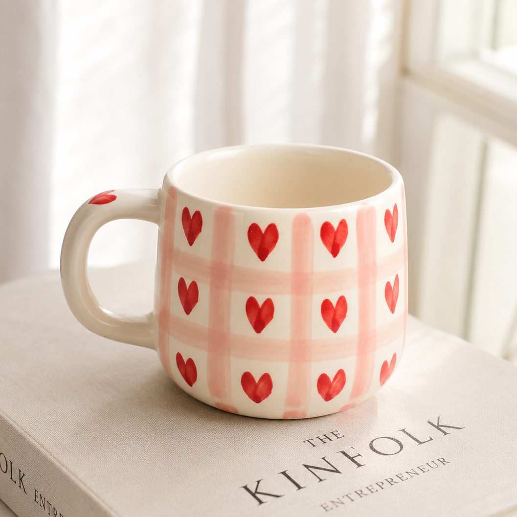 Ceramic cute mug - Heart Checks