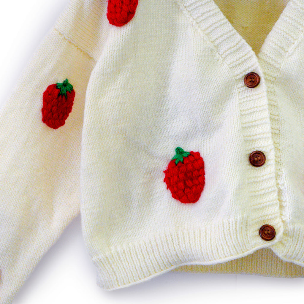 Oversized Hand Knitted Sweater - Strawberry