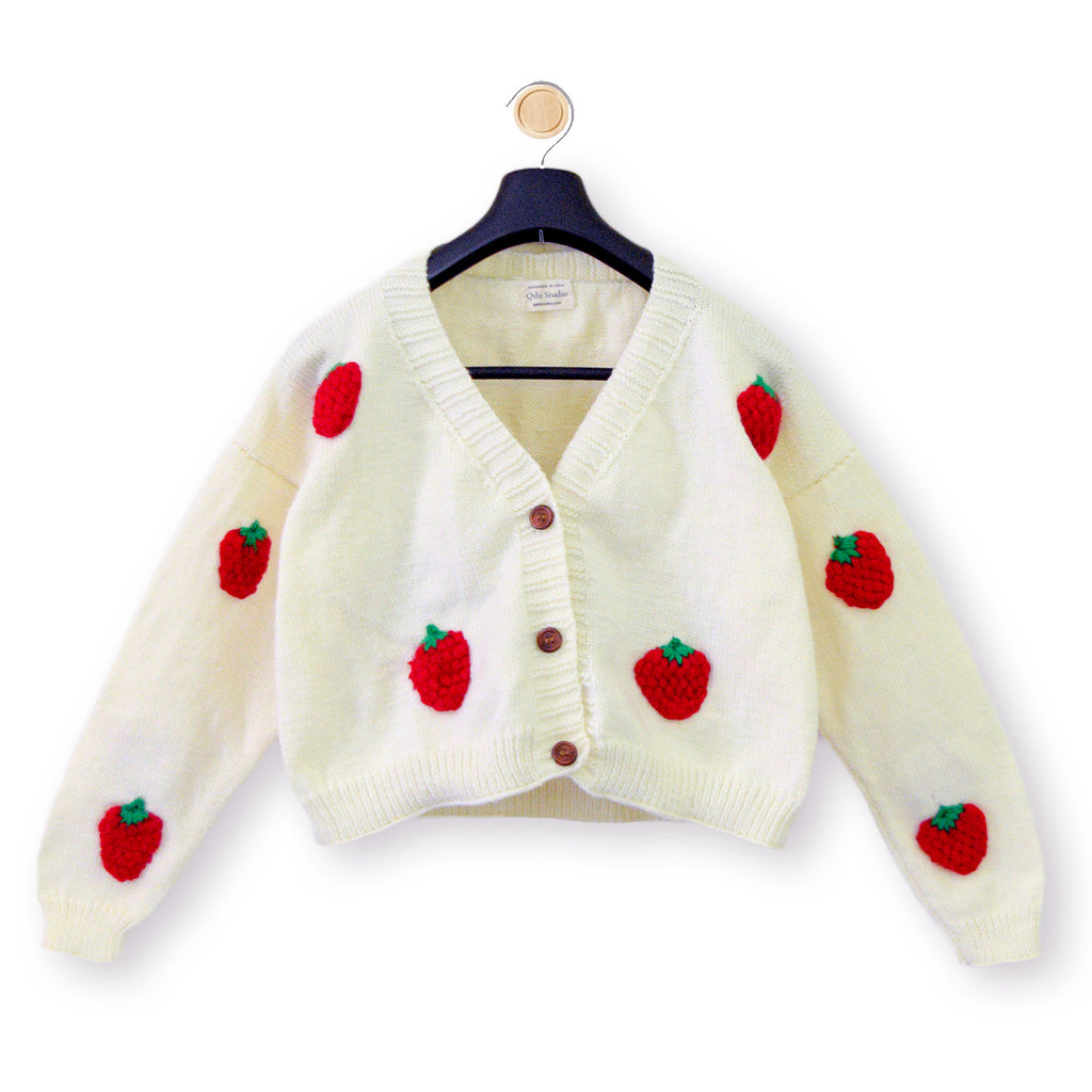 Oversized Hand Knitted Sweater - Strawberry