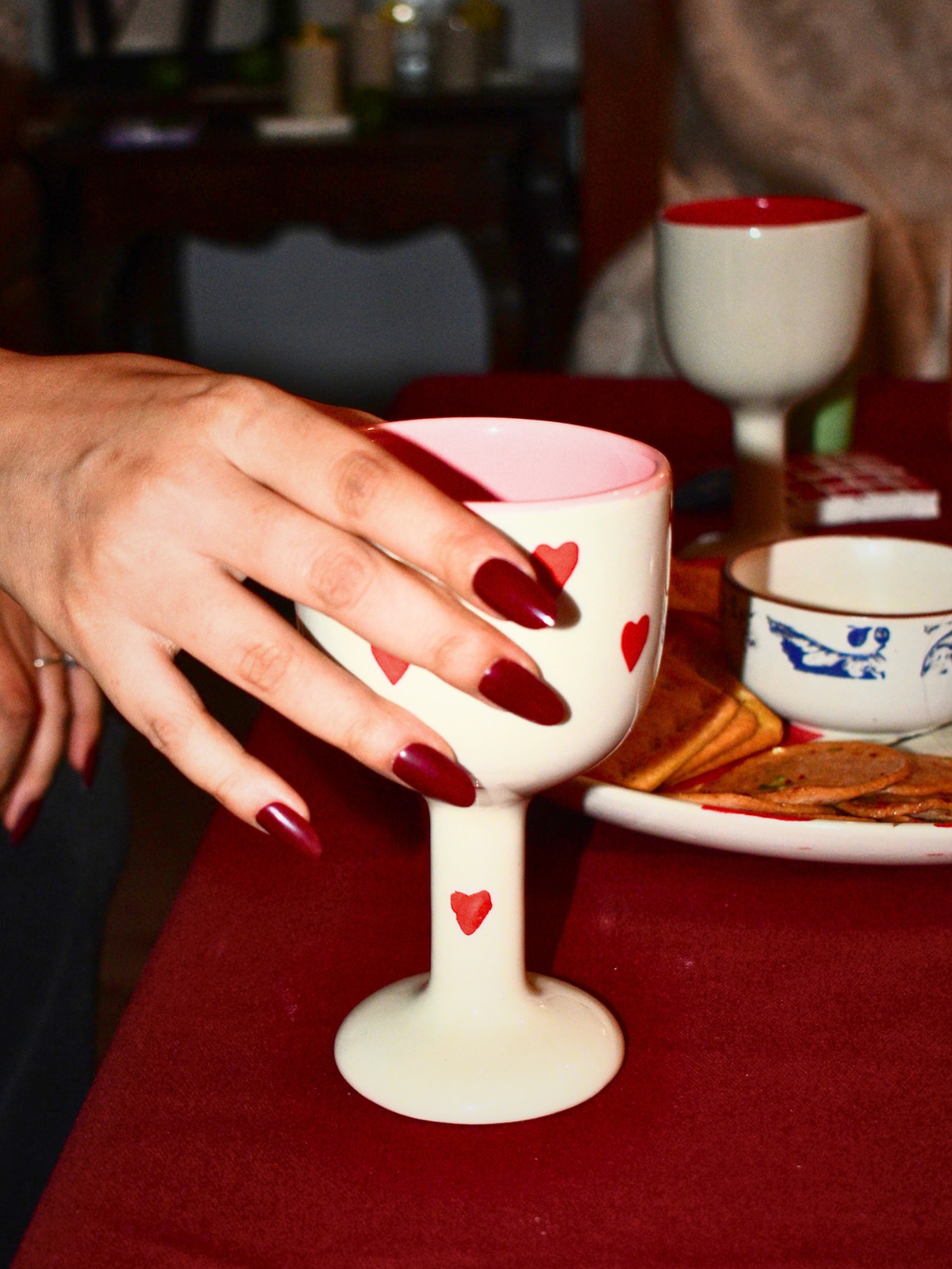 Ceramic Wine Glass - Pink Heart
