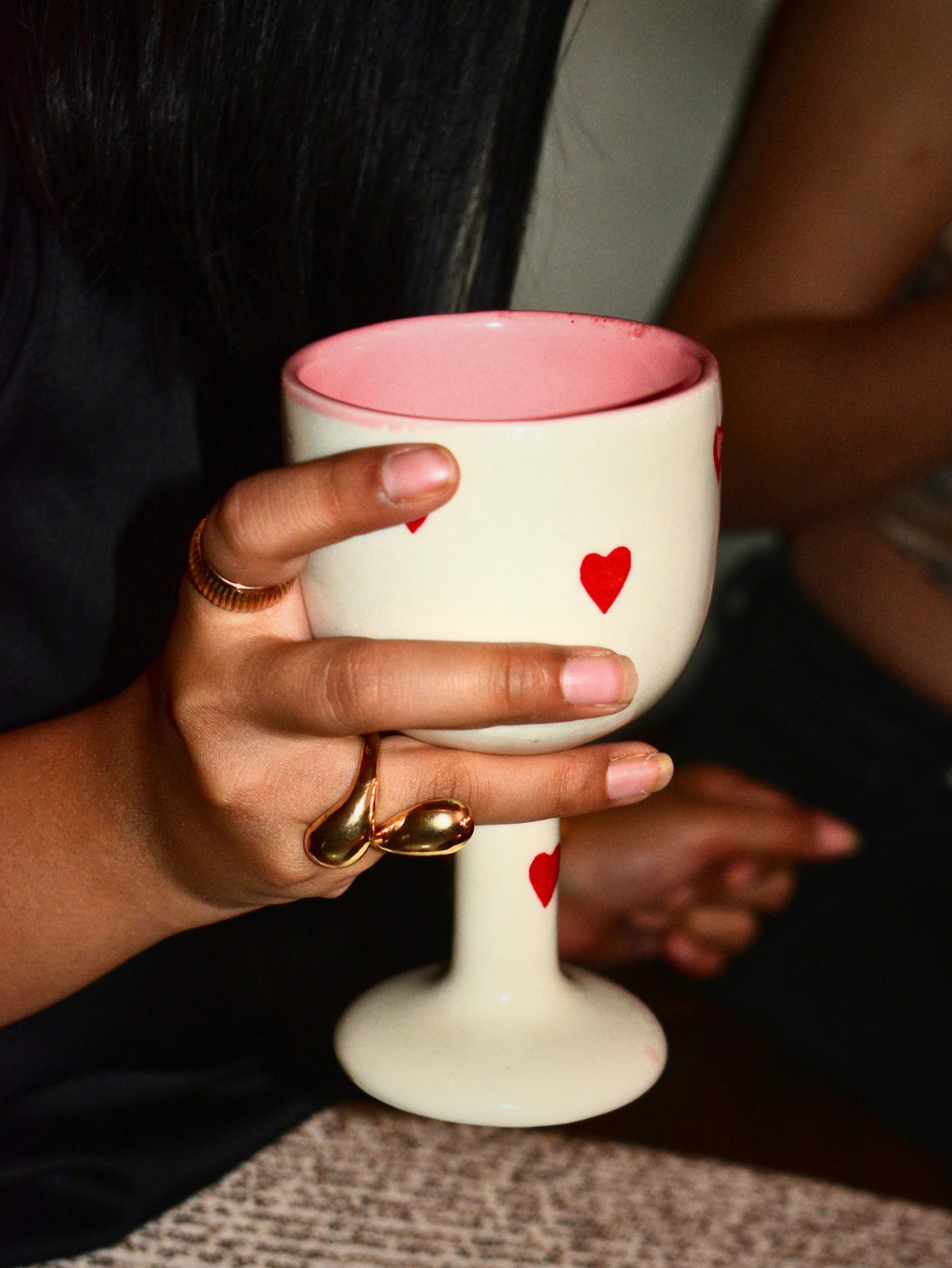 Ceramic Wine Glass - Pink Heart
