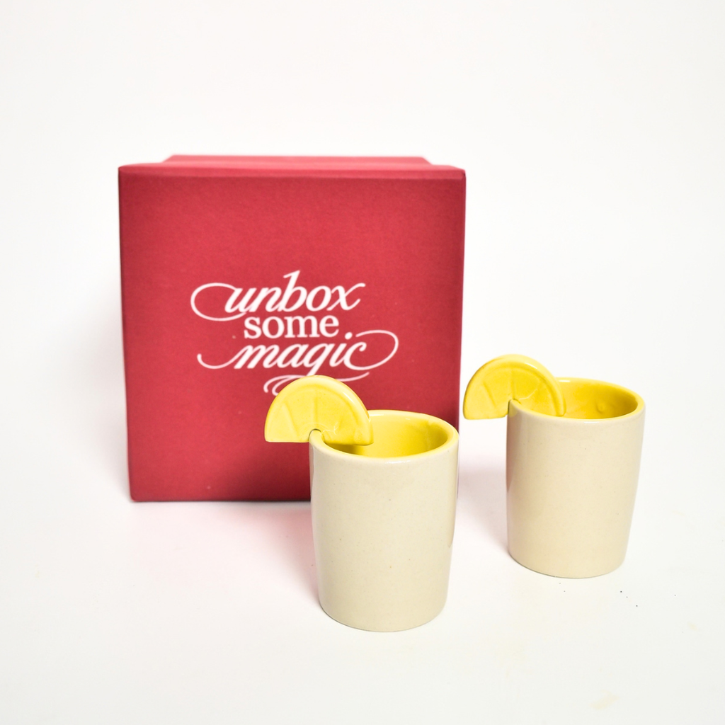 Ceramic Shot Glass giftbox - Yellow Lemon Set of 2