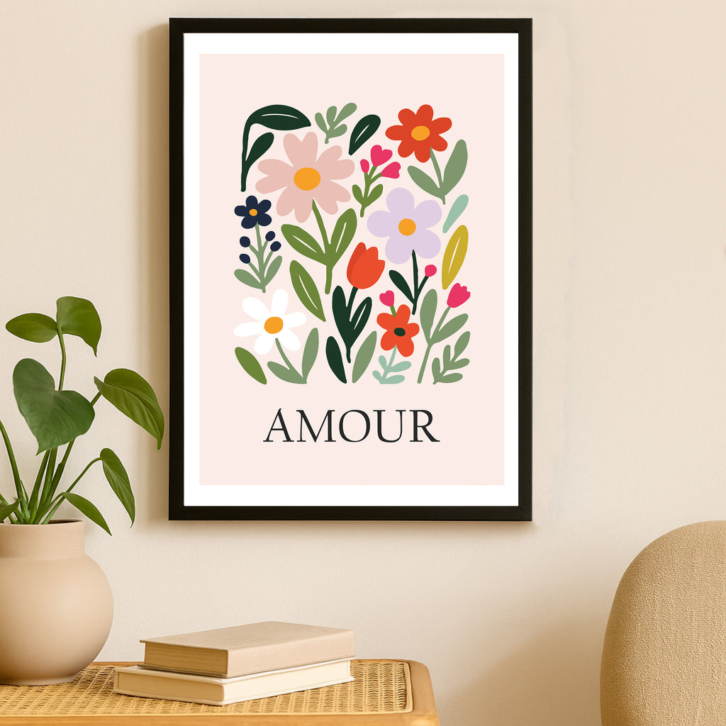 Amour Floral Poster – Aesthetic Flower Wall Art for Home Décor