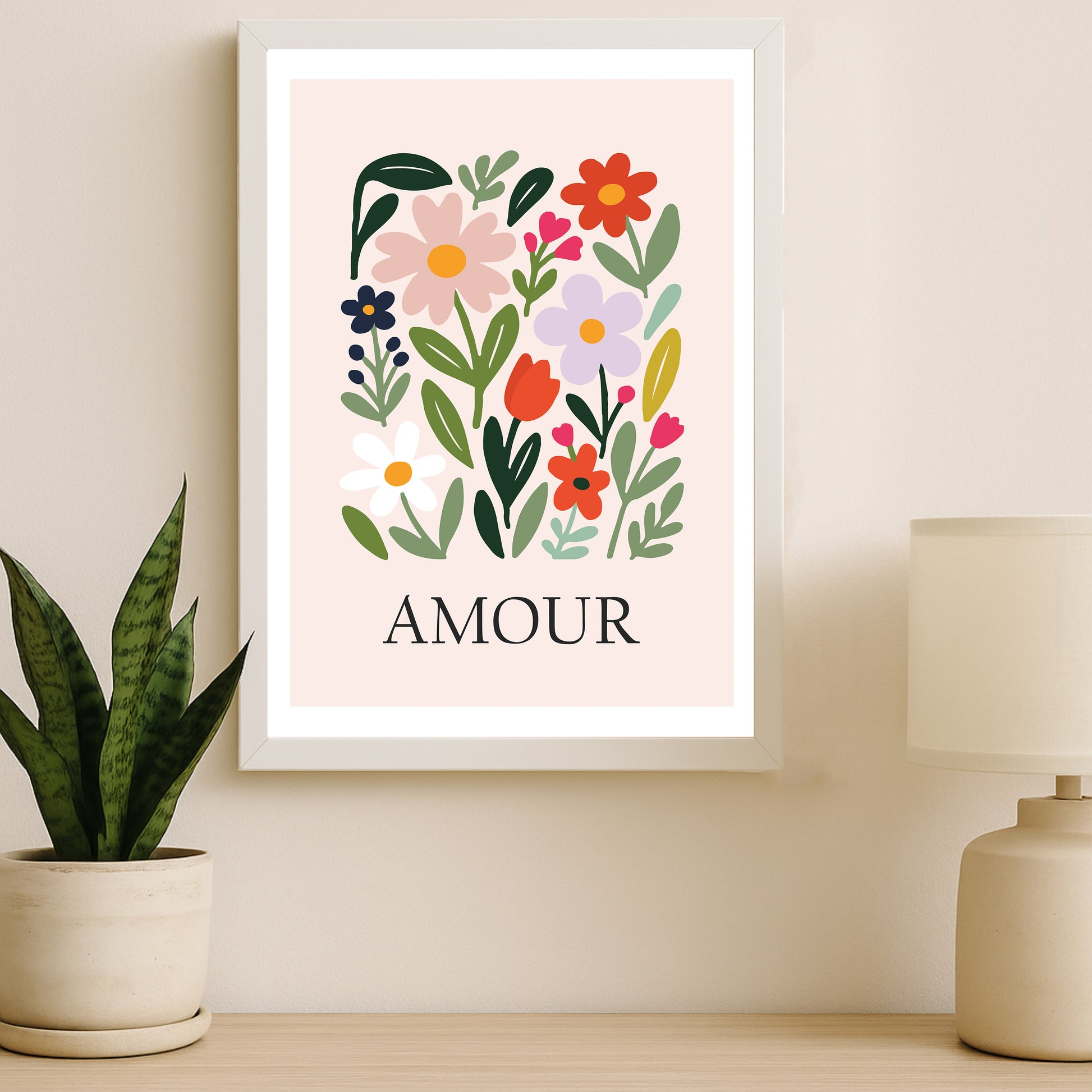 Amour Floral Poster – Aesthetic Flower Wall Art for Home Décor