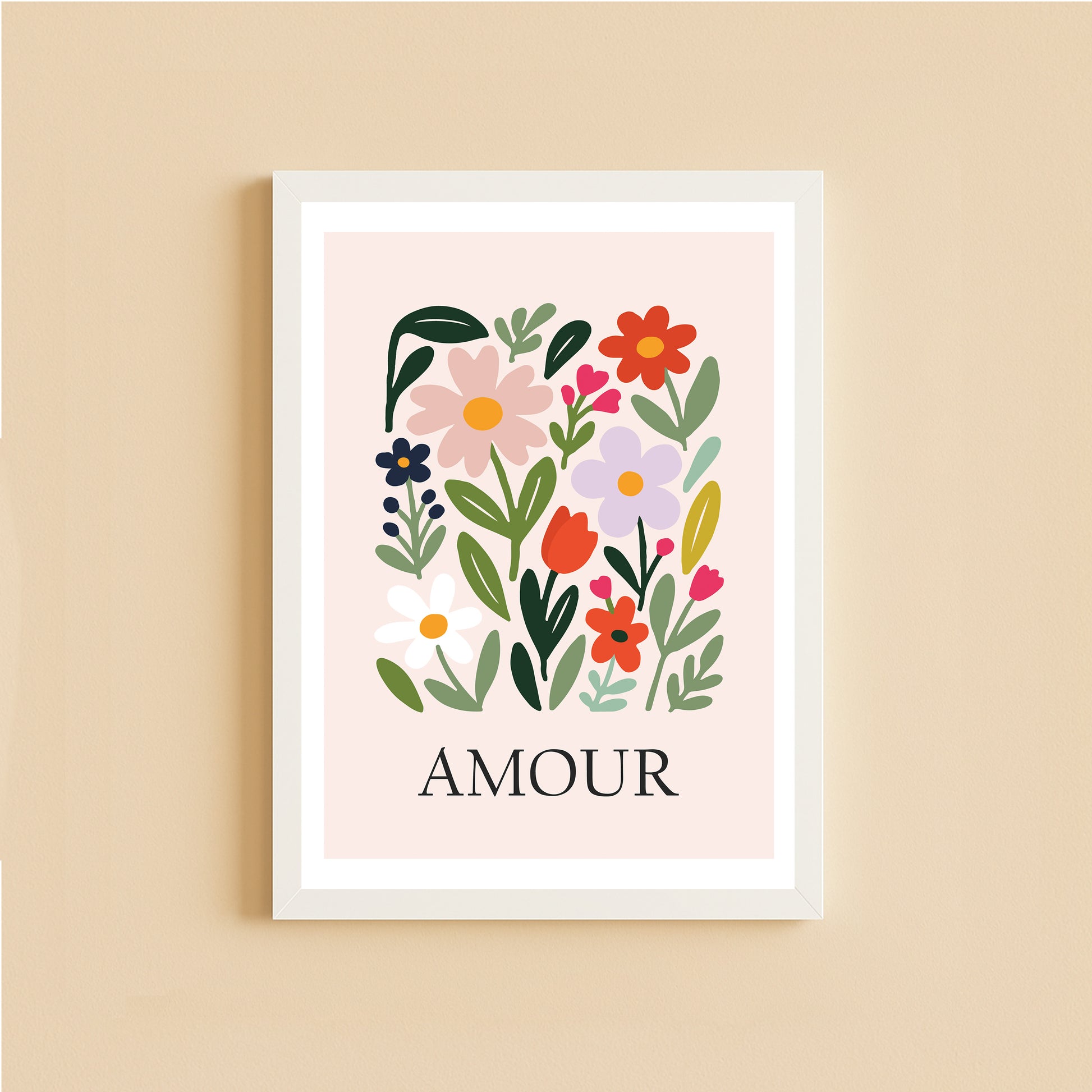 Amour Floral Poster – Aesthetic Flower Wall Art for Home Décor