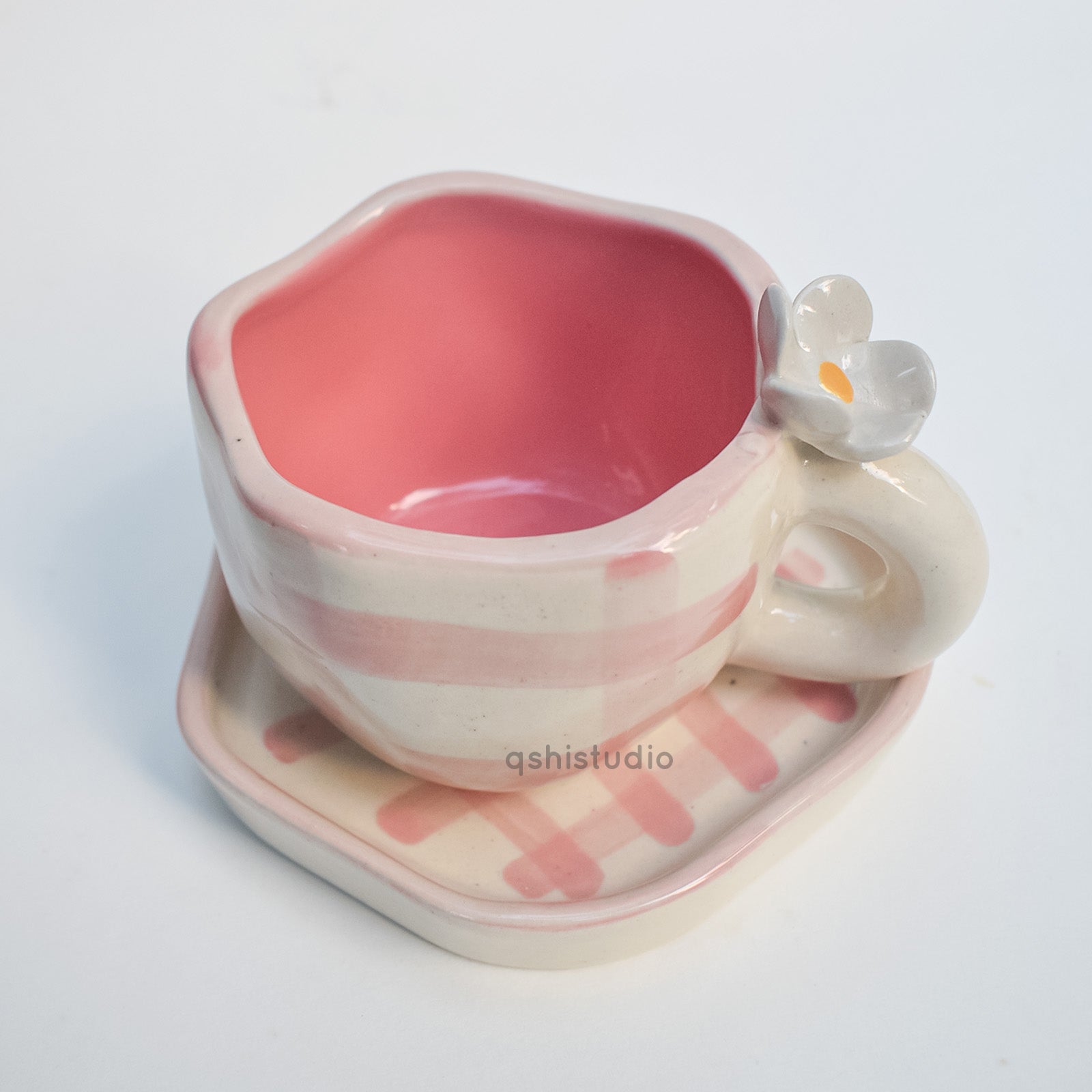 Handmade Coasters - Pink Check