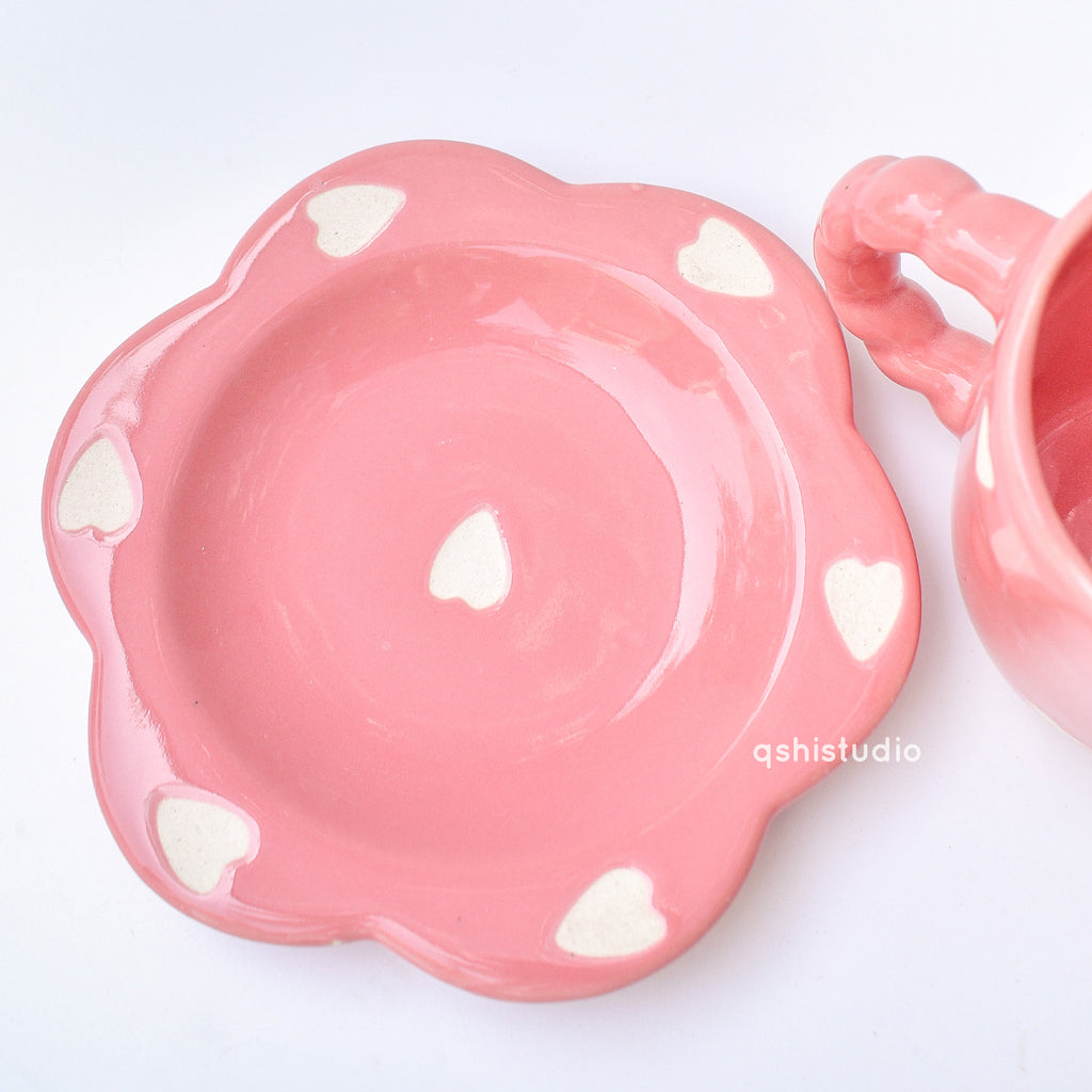 Pink Love Tea Cup & Coaster Set