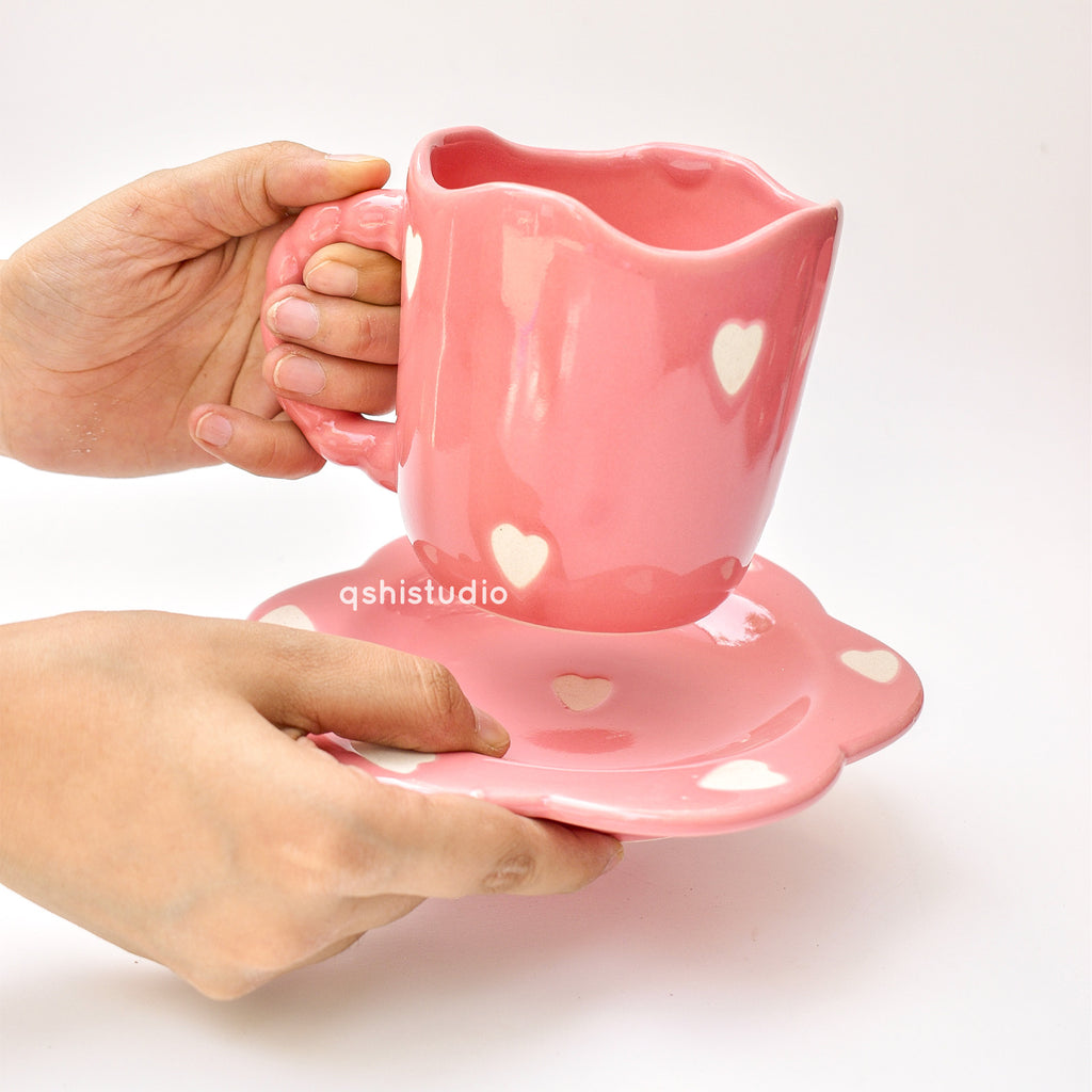 Pink Love Tea Cup & Coaster Set