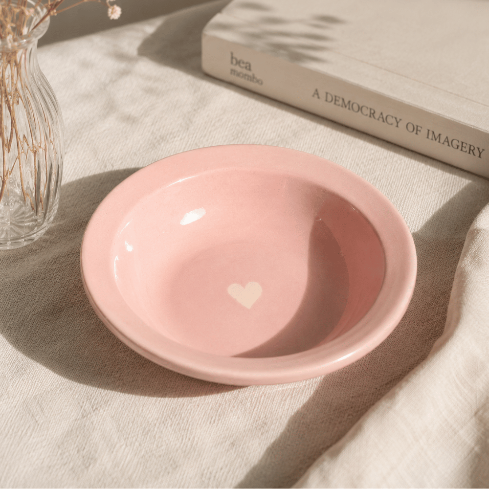 Ceramic Pasta Bowl - Pink Heart