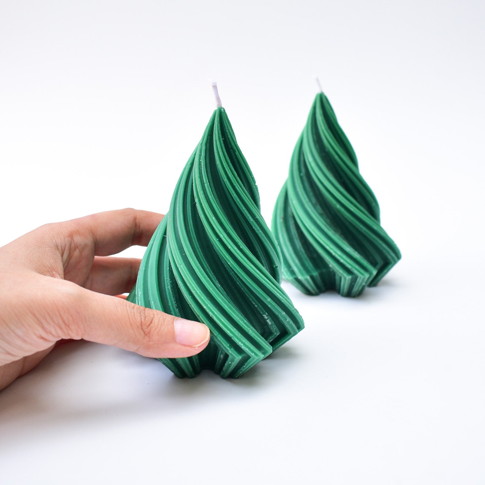 Christmas Candle - Dark Swirl Pine Tree ( Set of 2)