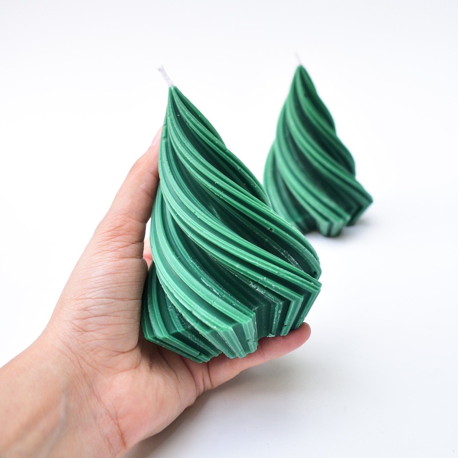 Christmas Candle - Dark Swirl Pine Tree ( Set of 2)