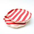 Dessert Small Ceramic Plates - Red Stripe (5 inches)