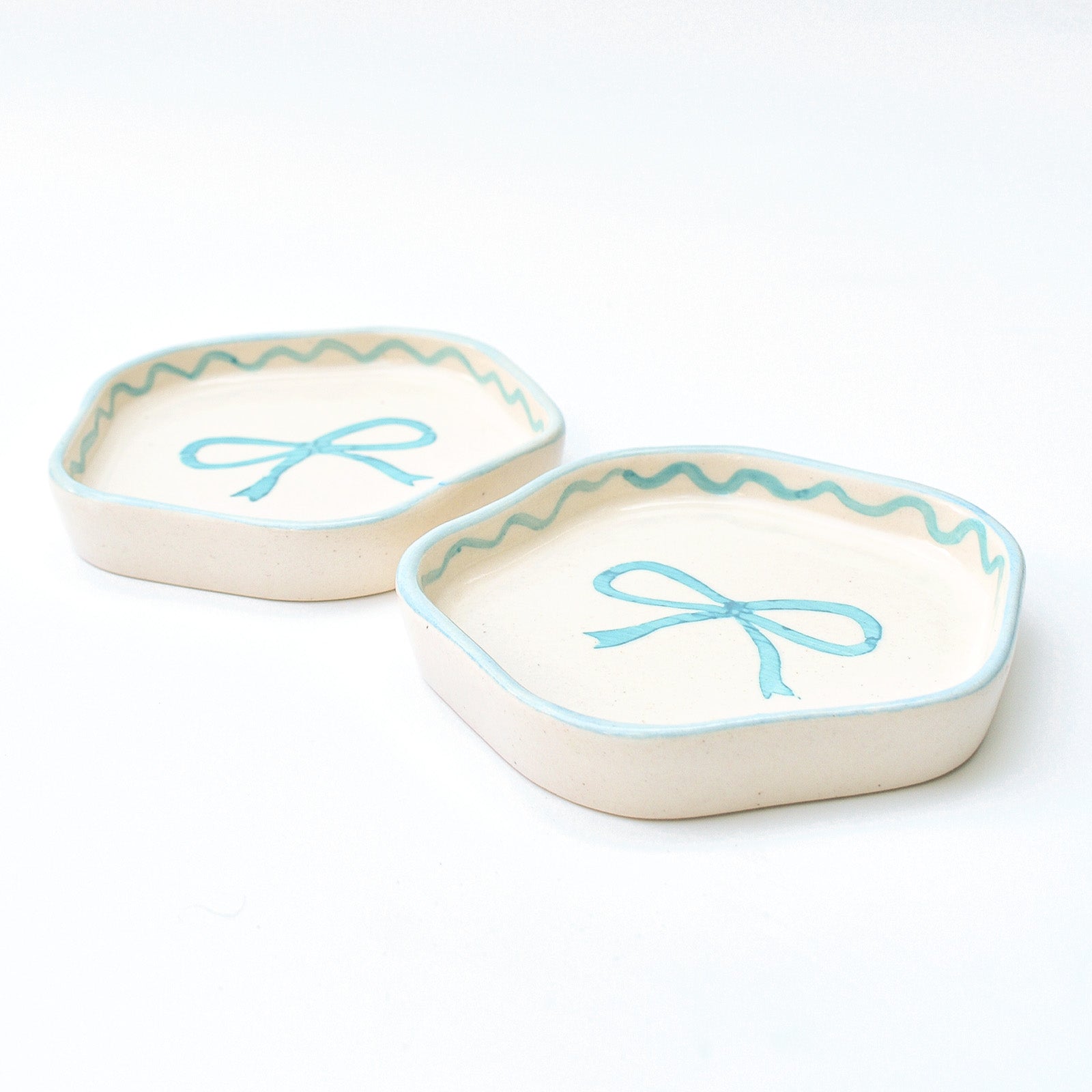Ceramic Coaster/Trinket Tray - Blue Bow
