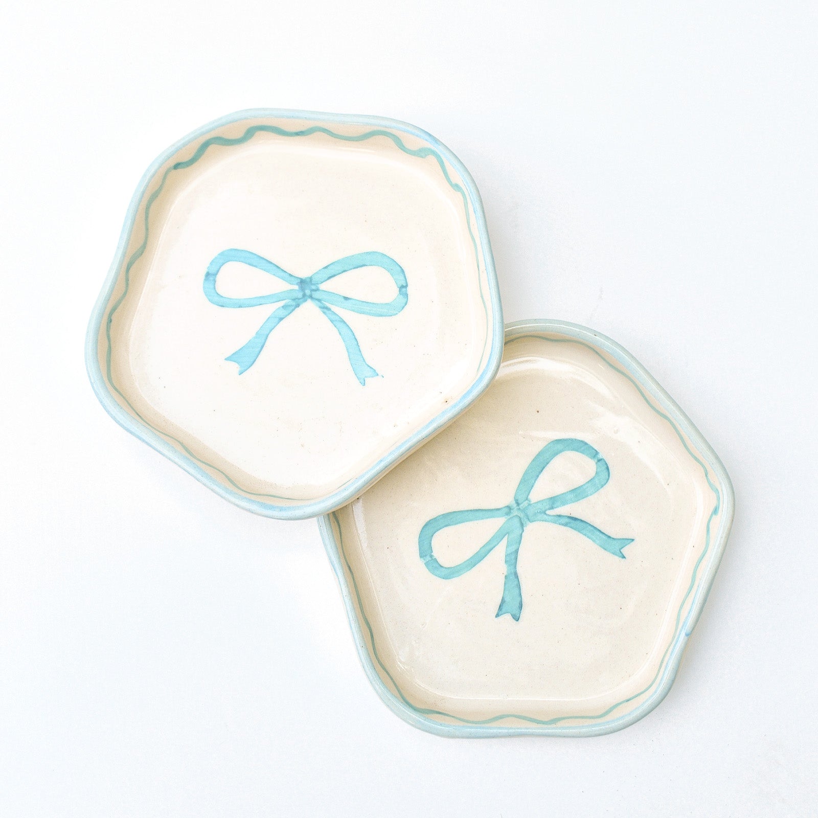 Ceramic Coaster/Trinket Tray - Blue Bow