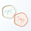 Ceramic Coaster/Trinket Tray - Pink & Blue Bow (Set of 2)