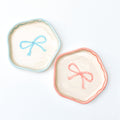 Ceramic Coaster/Trinket Tray - Pink & Blue Bow (Set of 2)