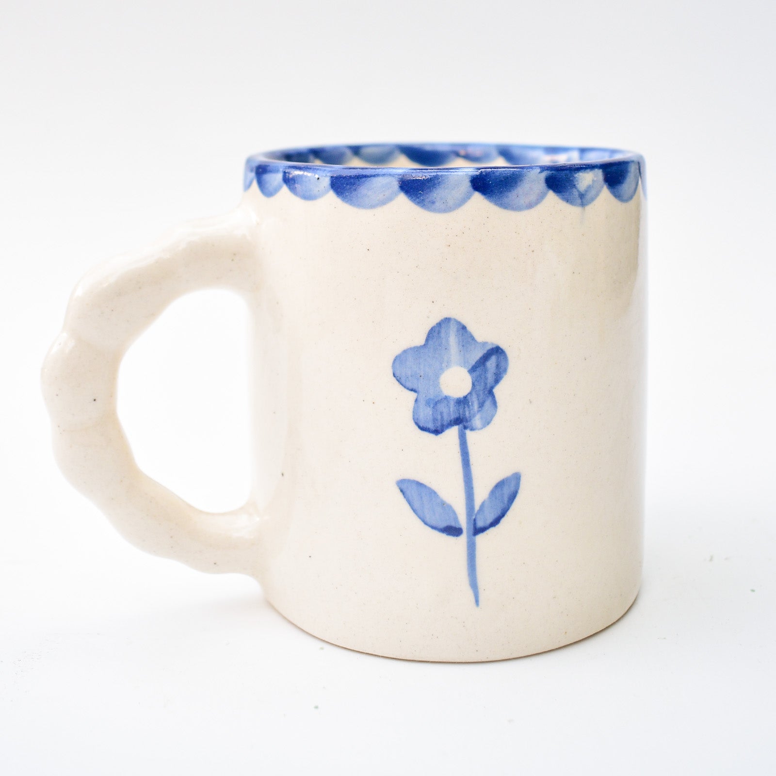 Ceramic Coffee mug - Blue Scallop Flower