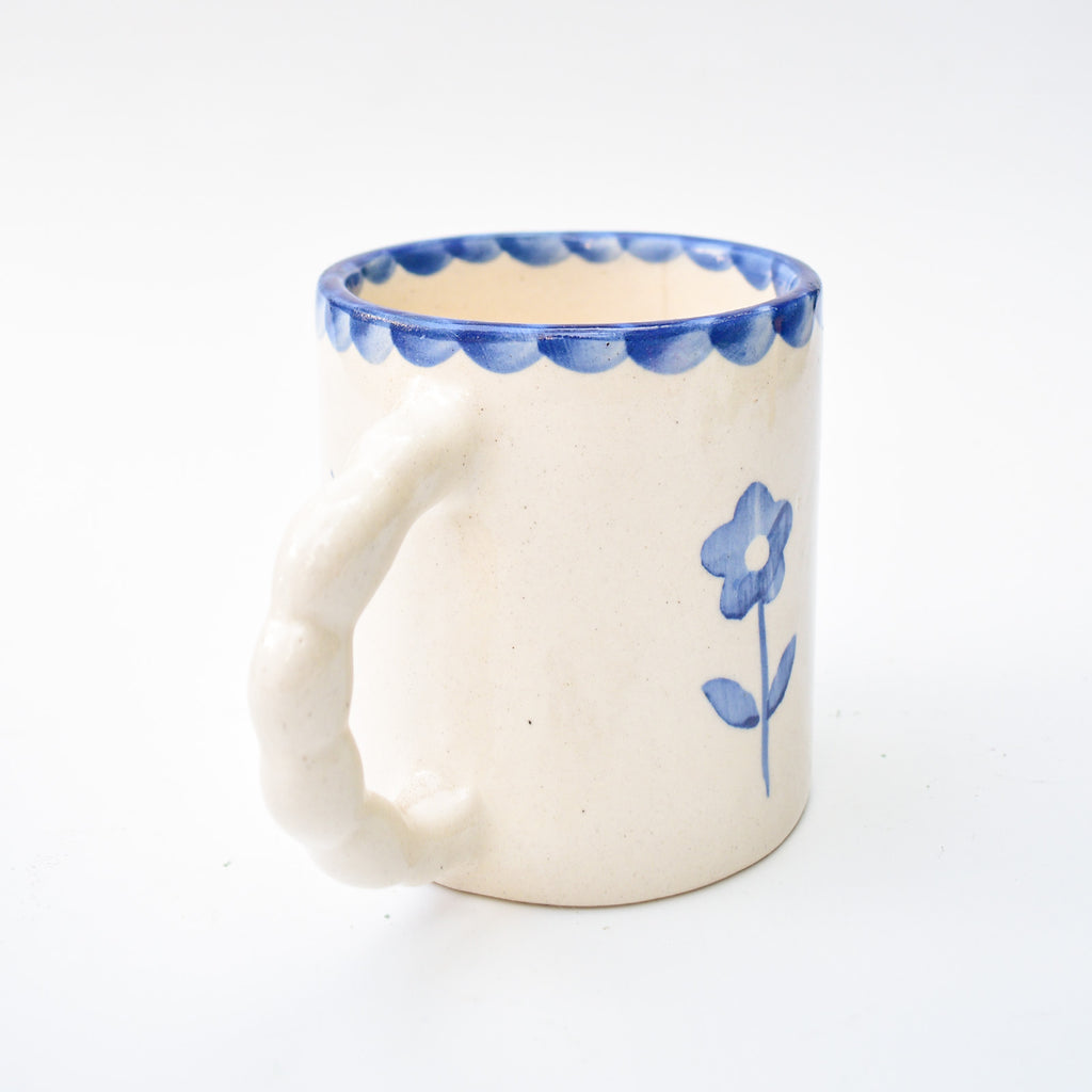 Ceramic Coffee mug - Blue Scallop Flower
