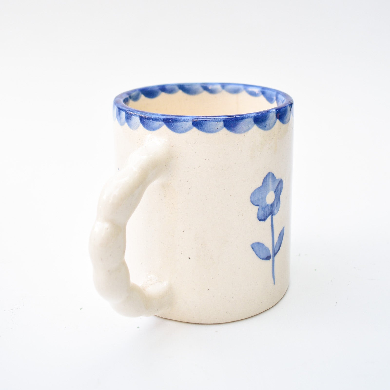 Ceramic Coffee mug - Blue Scallop Flower