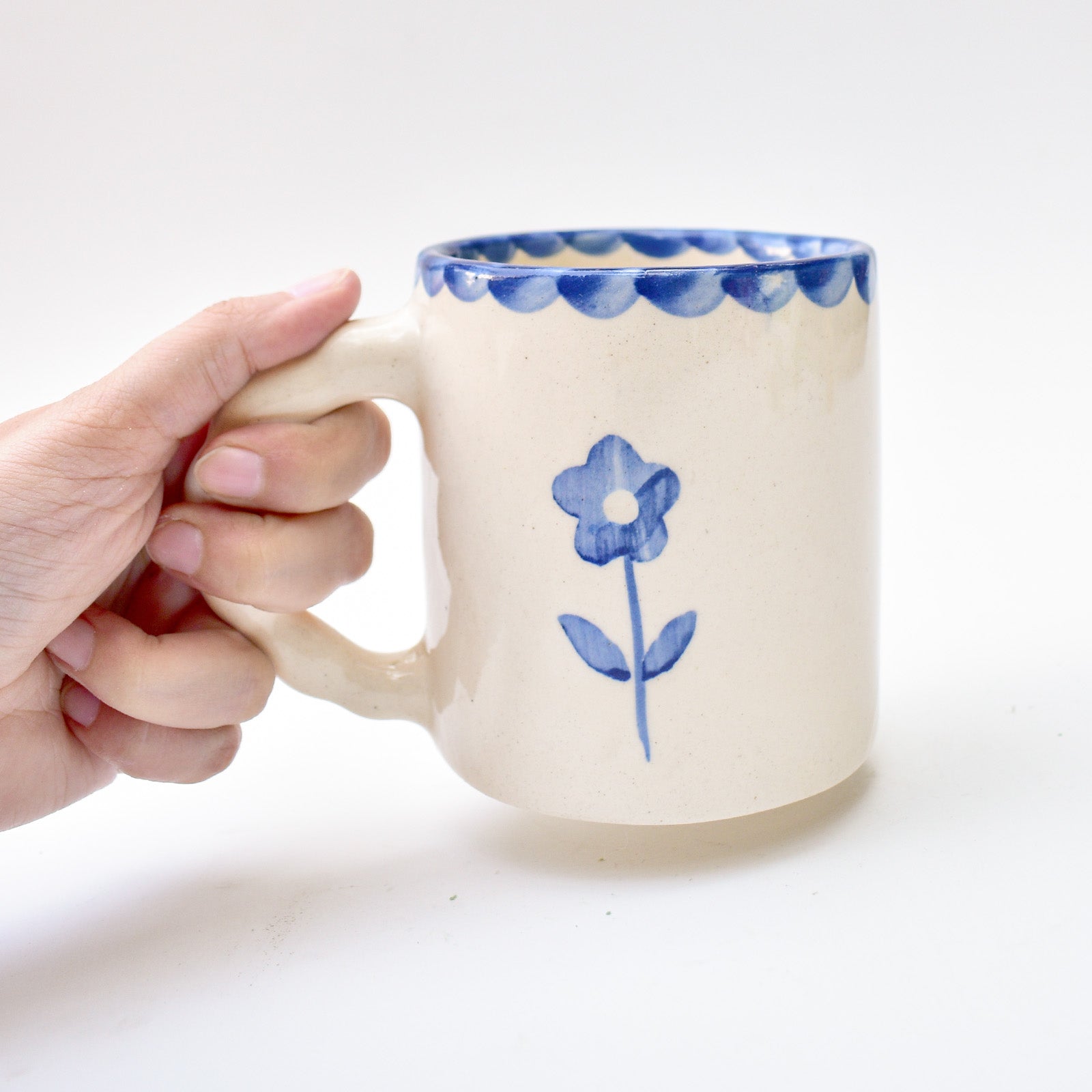 Ceramic Coffee mug - Blue Scallop Flower