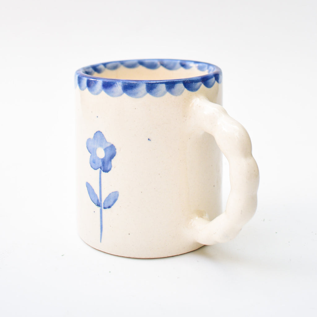 Ceramic Coffee mug - Blue Scallop Flower