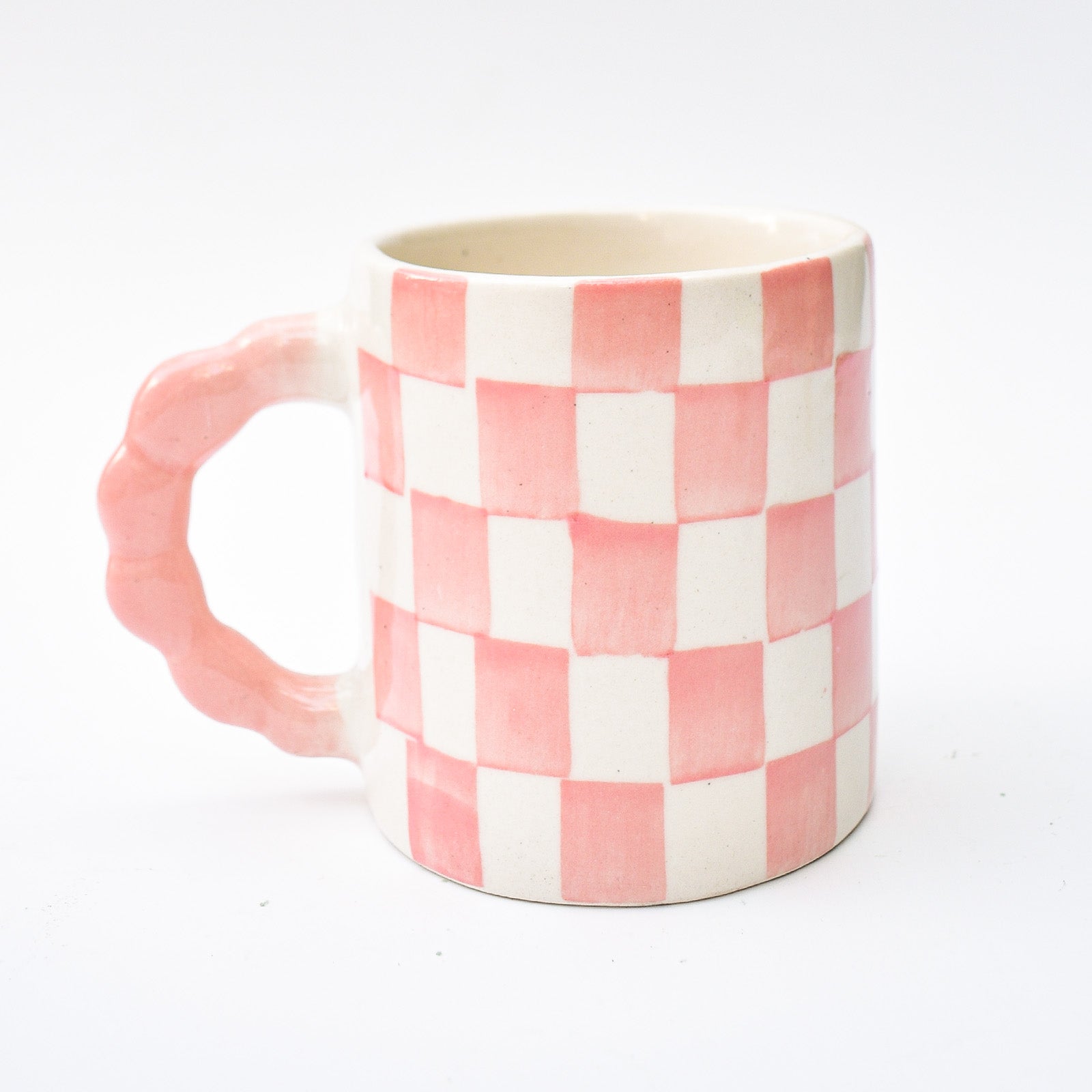 Ceramic Coffee mug - Checked ( Pink )
