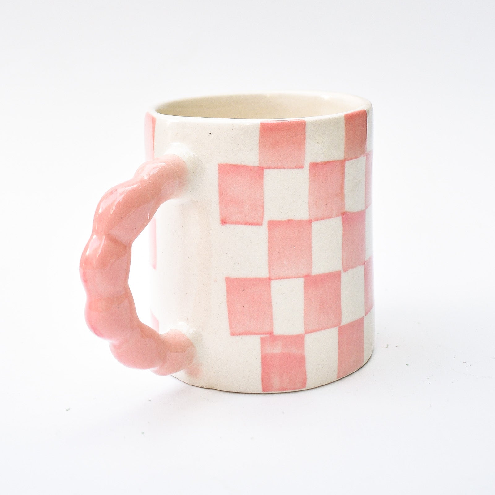 Ceramic Coffee mug - Checked ( Pink )