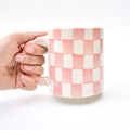 Ceramic Coffee mug - Checked ( Pink )