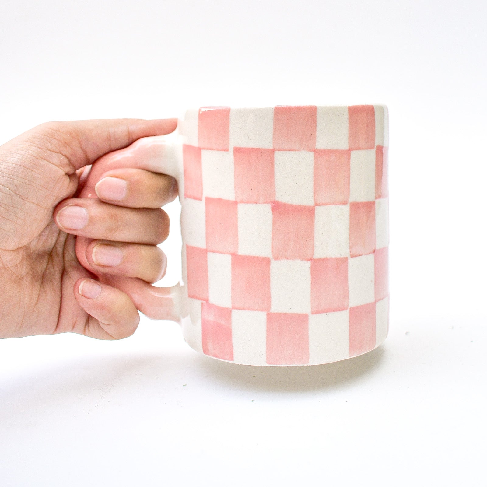 Ceramic Coffee mug - Checked ( Pink )
