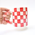 Ceramic Coffee mug - Checked ( Red )