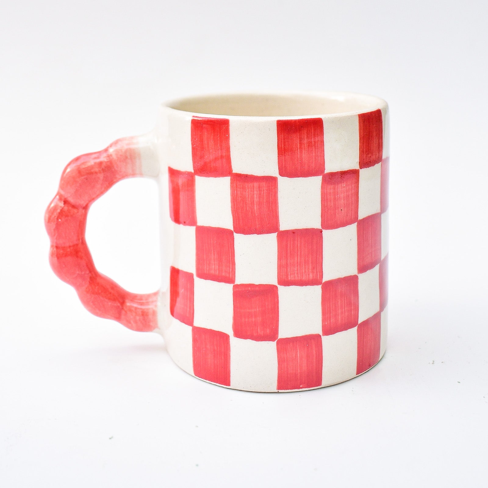 Ceramic Coffee mug - Checked ( Red )