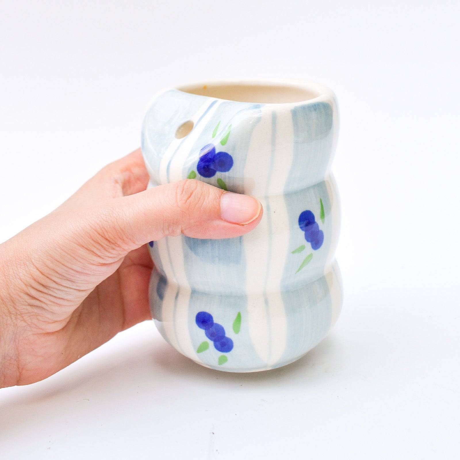 Ceramic Tumbler With Straw - Blueberry