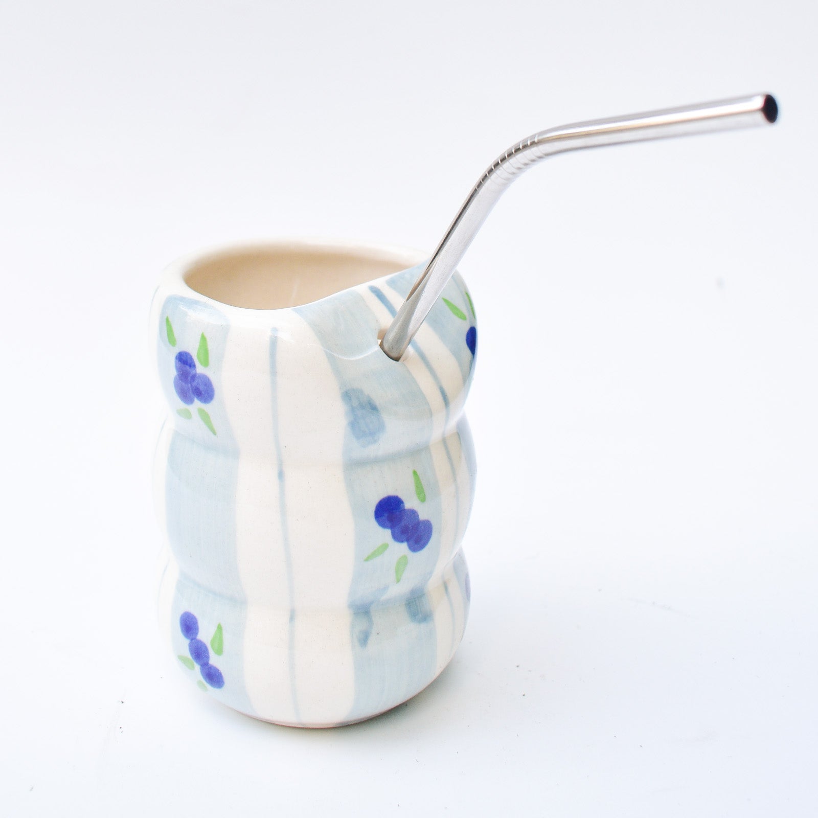 Ceramic Tumbler With Straw - Blueberry