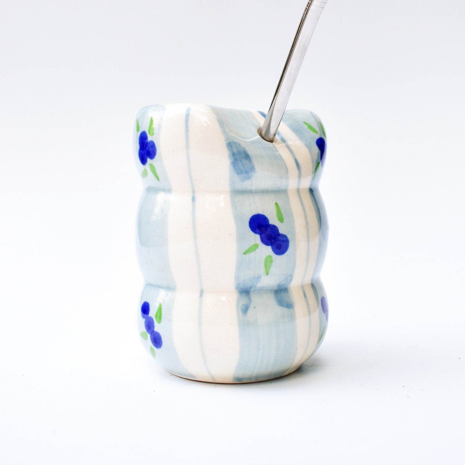 Ceramic Tumbler With Straw - Blueberry