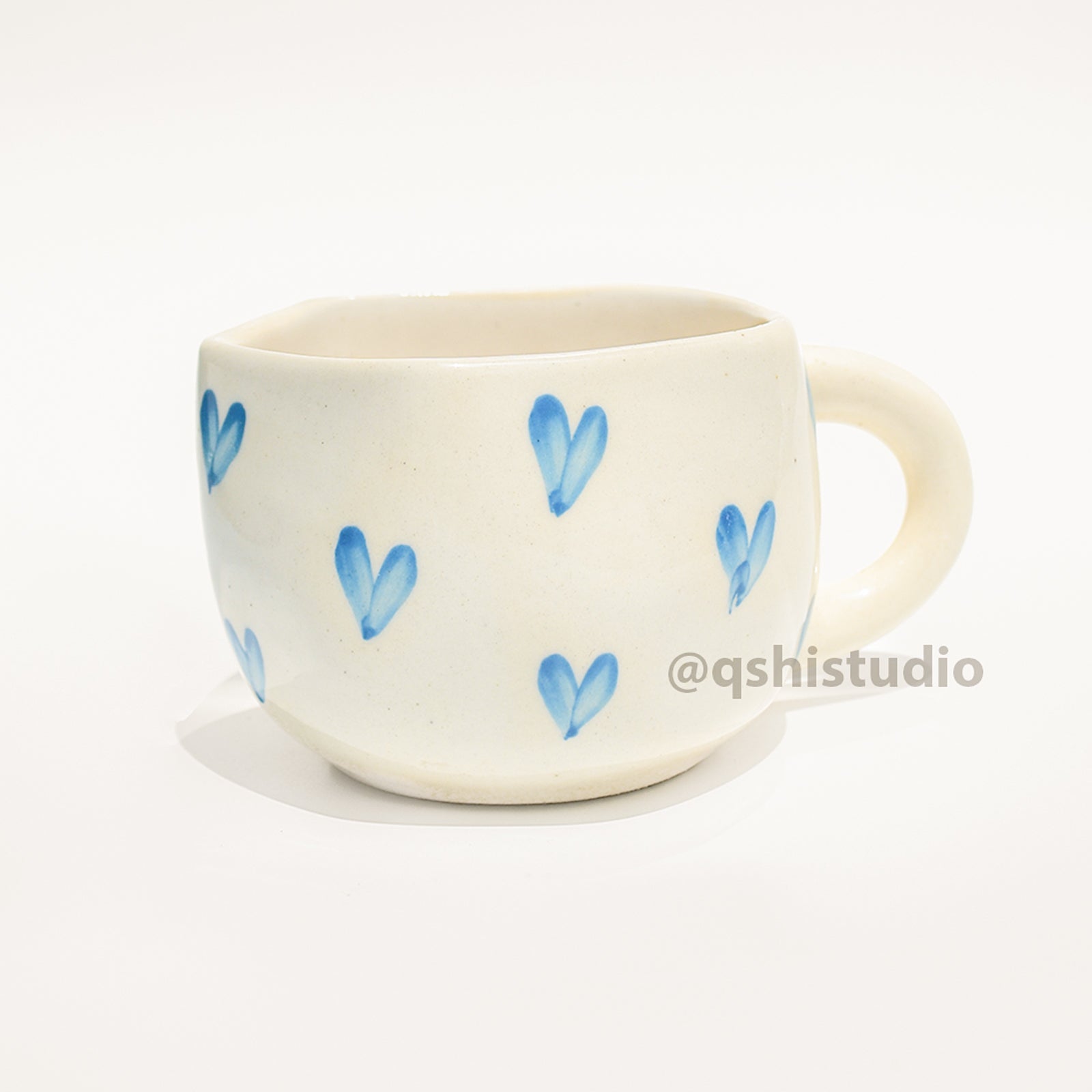 Ceramic Coffee Mug - Blue Heart Bow