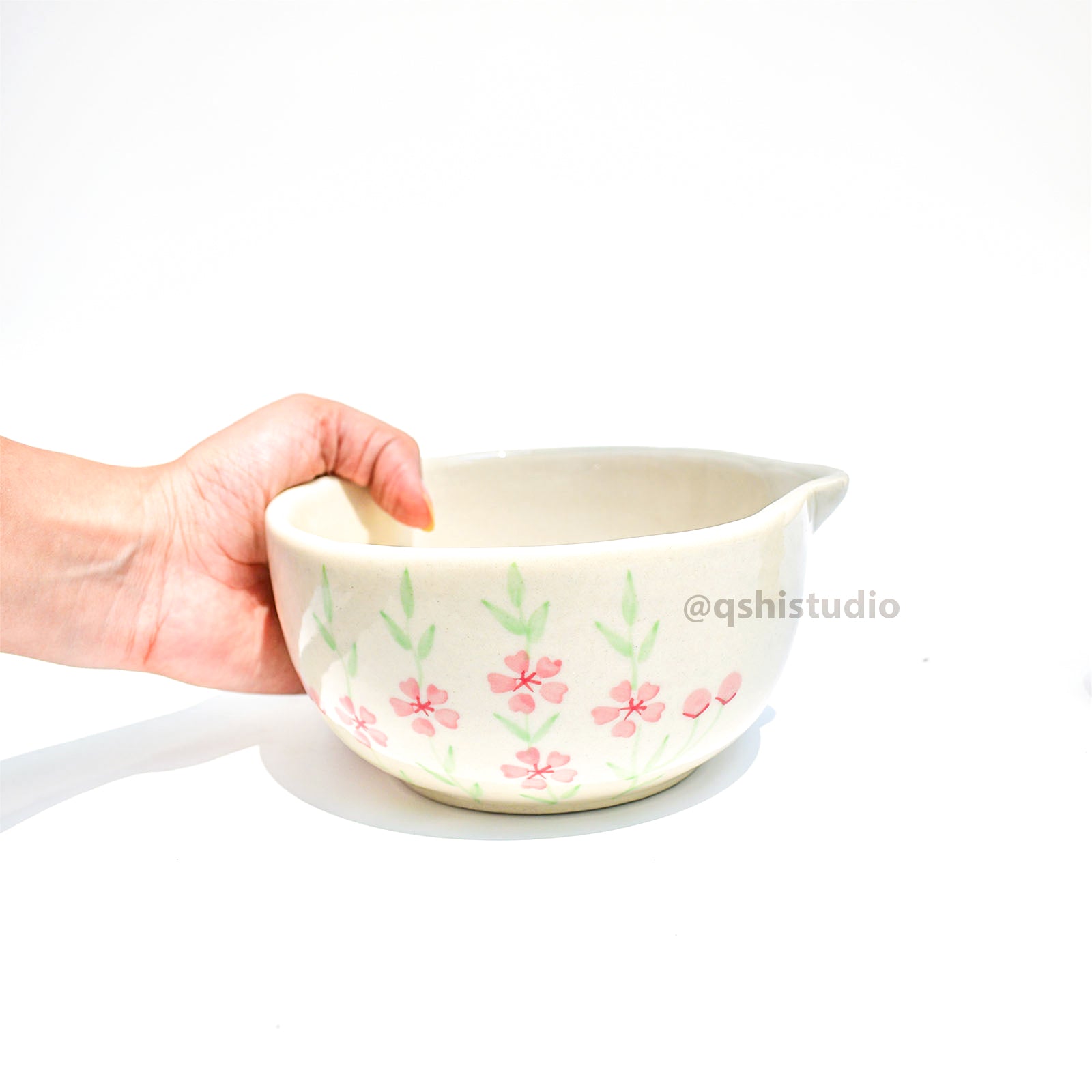 Ceramic Matcha bowl & Whisk Holder - Sakura