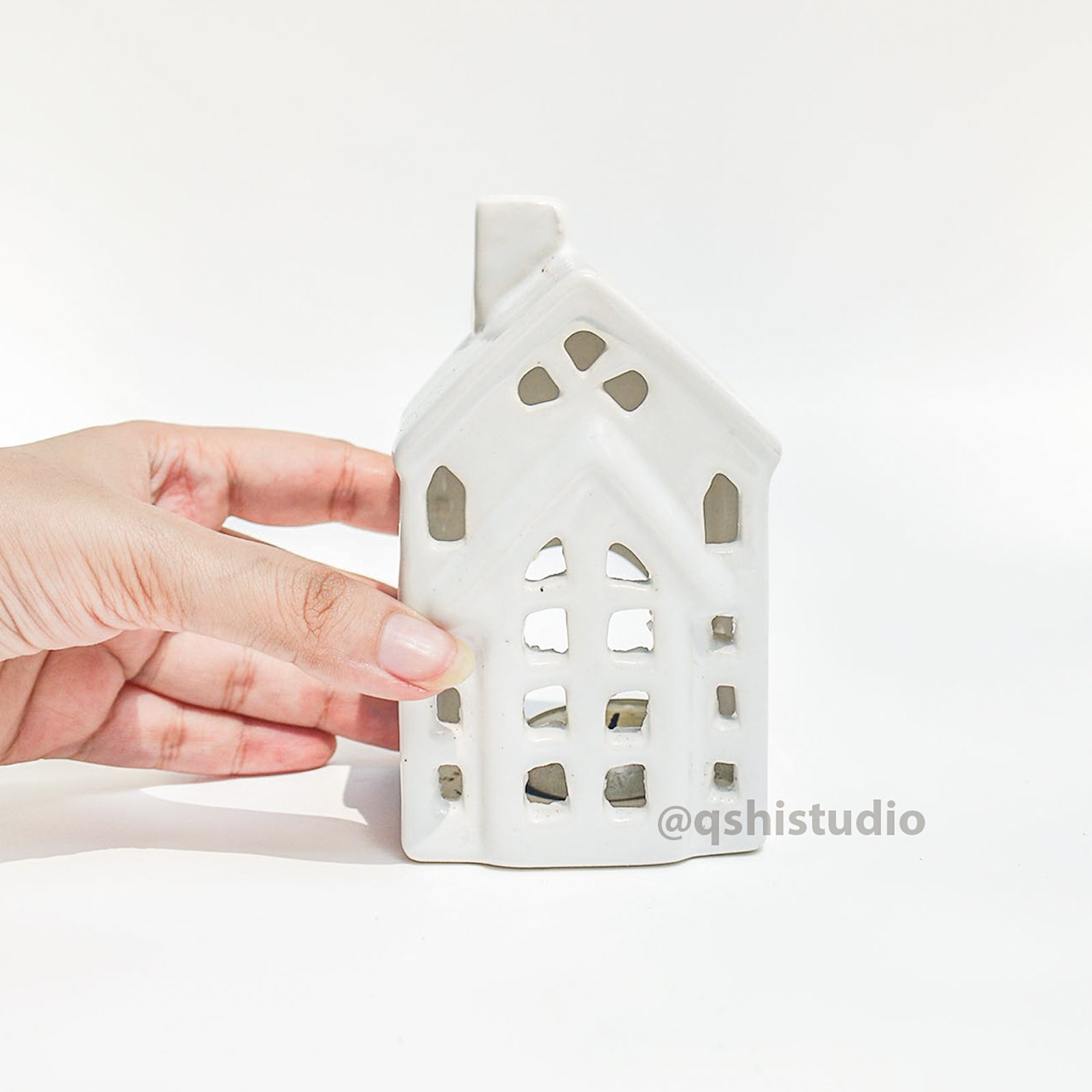 Ceramic Tealight\Dhoop Light Decor  - White House Miniature