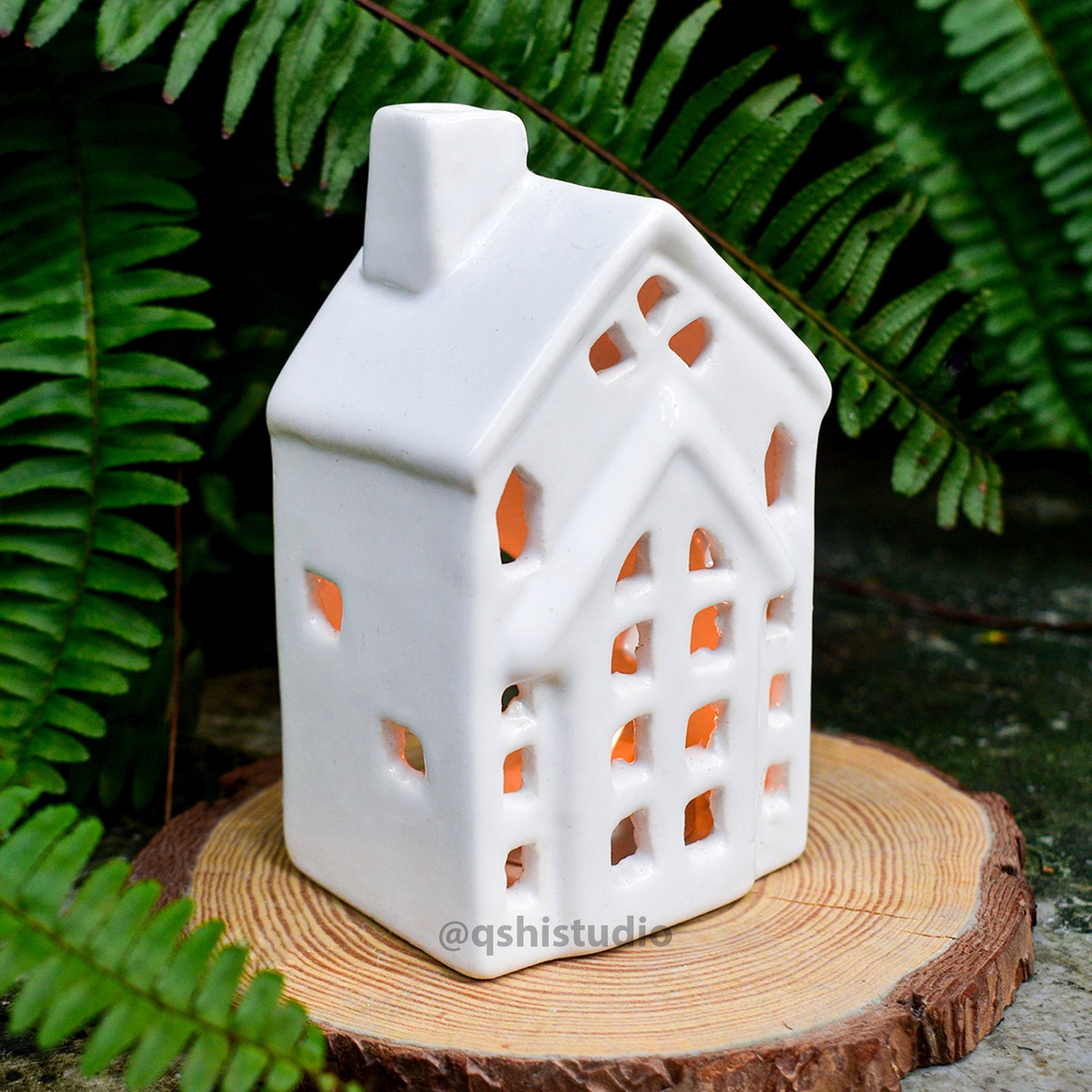 Ceramic Tealight\Dhoop Light Decor  - White House Miniature