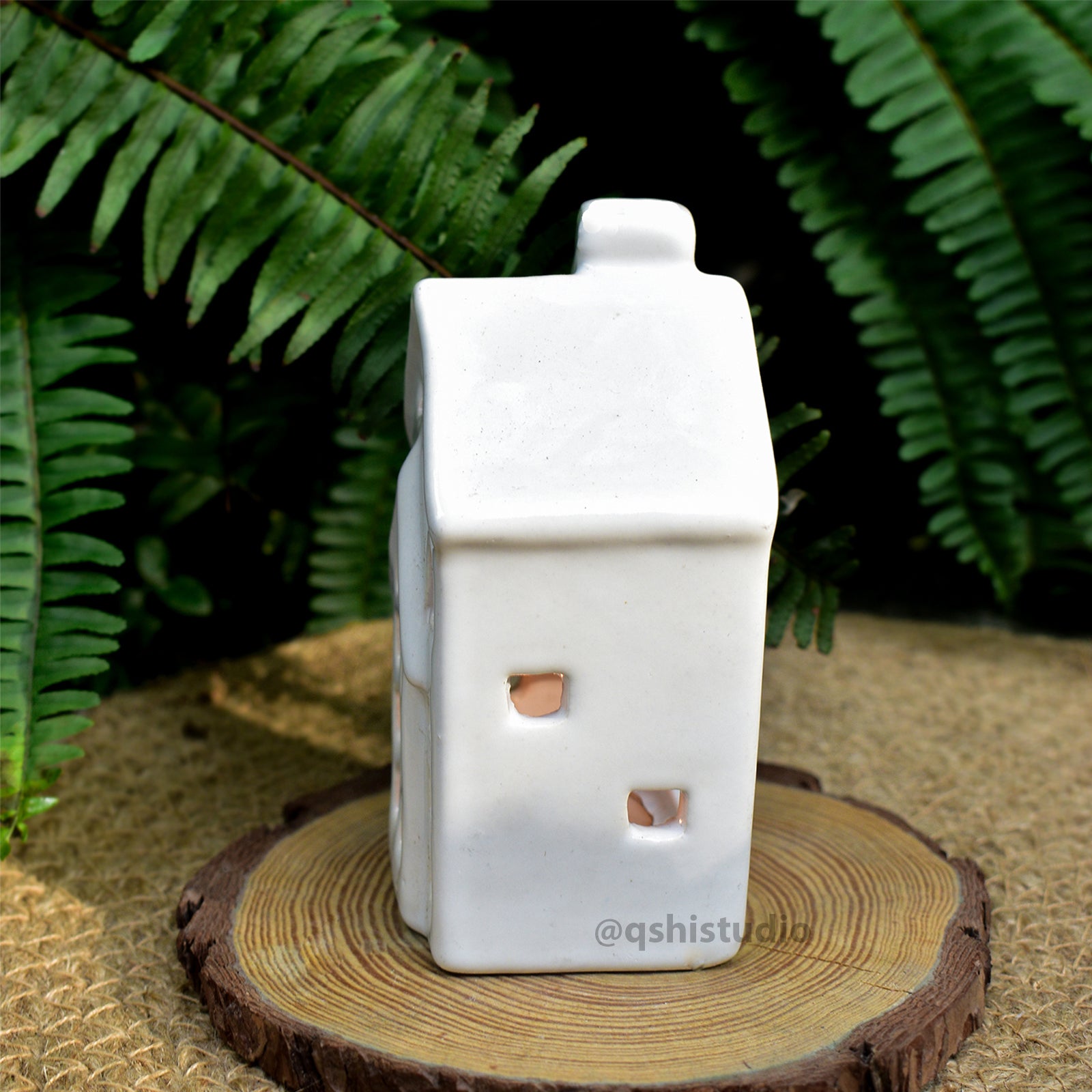Ceramic Tealight\Dhoop Light Decor  - White House Miniature