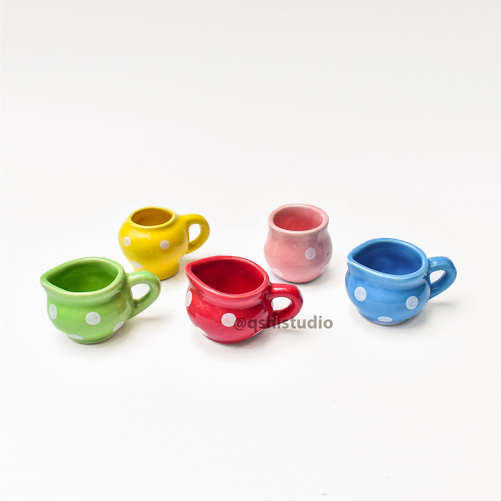 Ceramic Mini Fridge Magnet - Polka (set of 5)