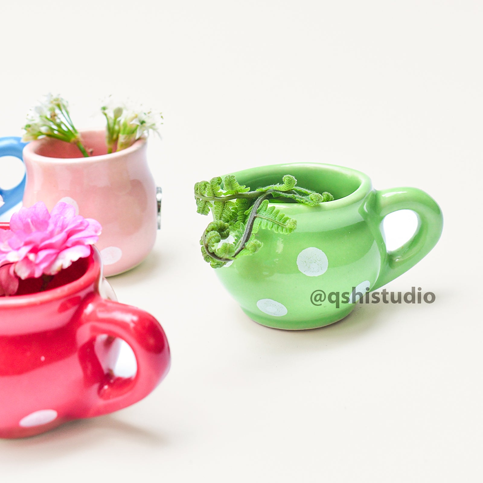 Ceramic Mini Fridge Magnet - Polka (set of 5)
