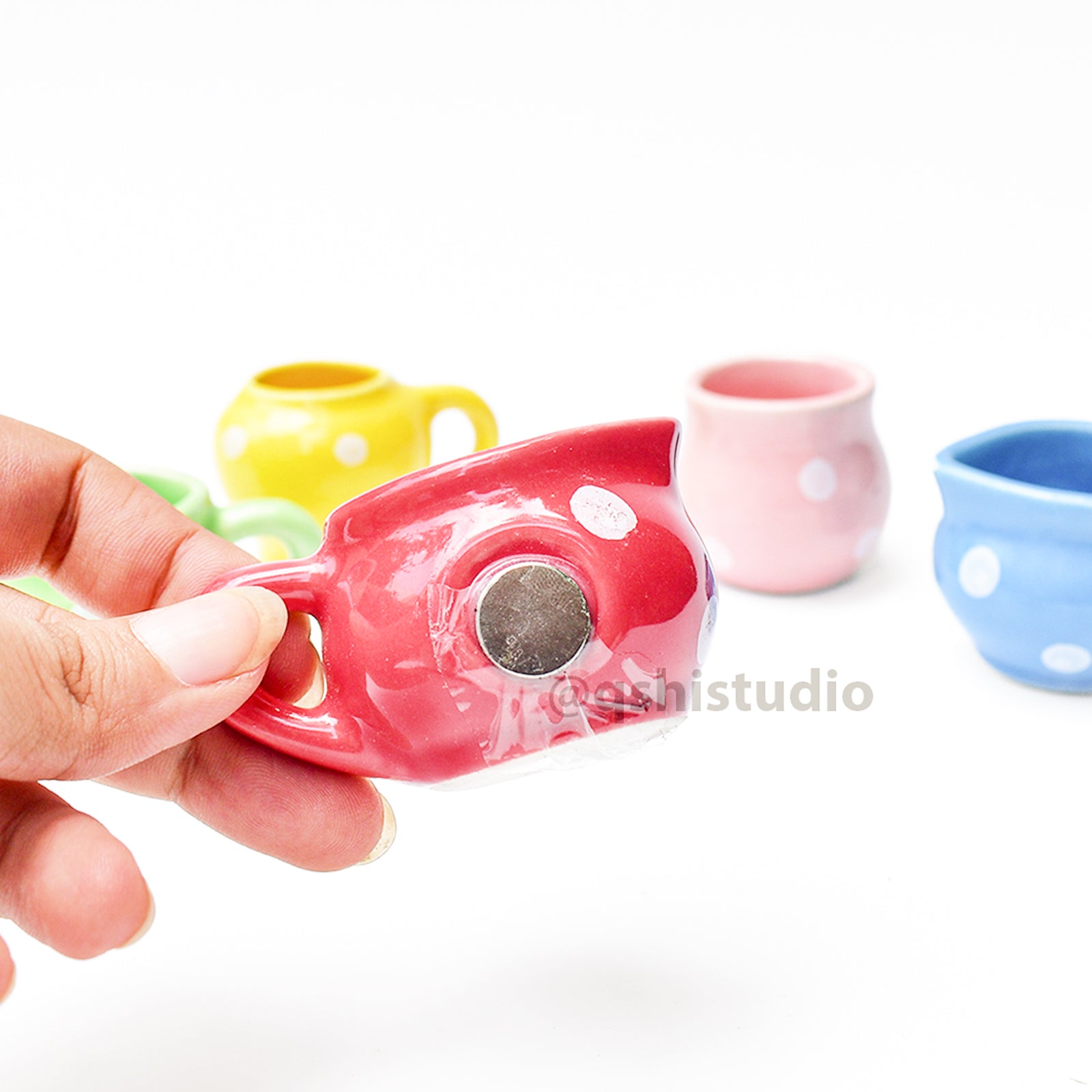 Ceramic Mini Fridge Magnet - Polka (set of 5)