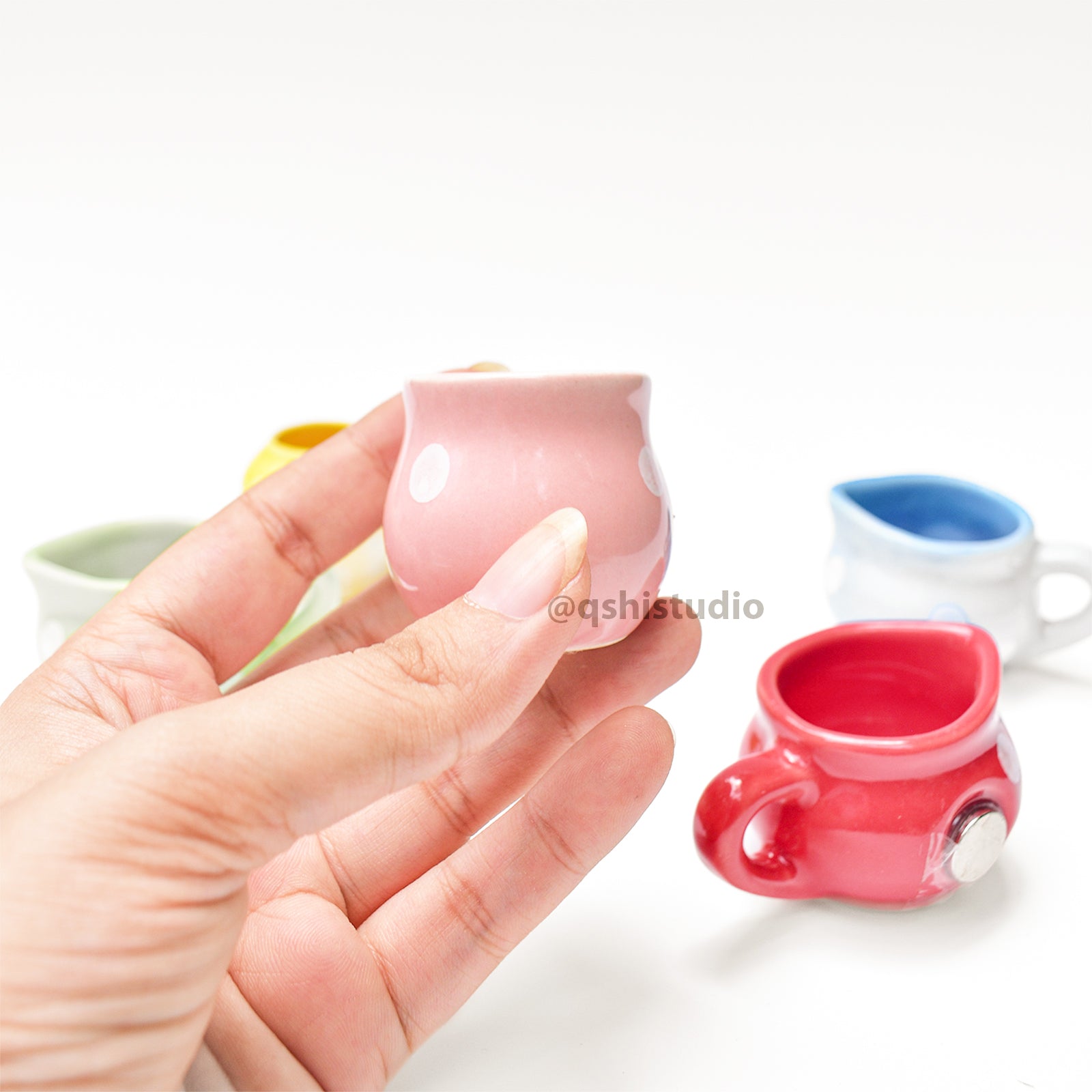 Ceramic Mini Fridge Magnet - Polka (set of 5)