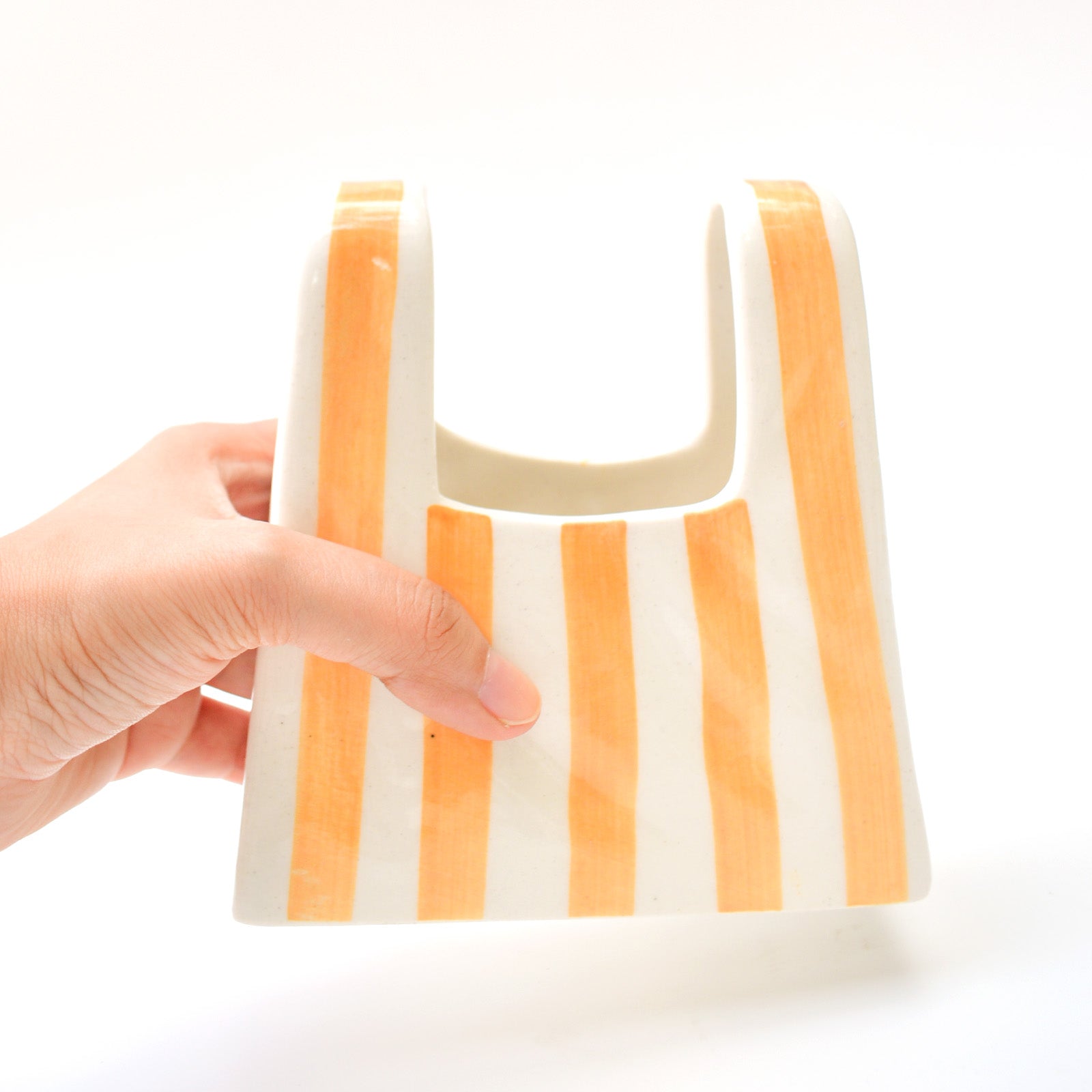 Small Bag Ceramic Vase - Yellow Stripe