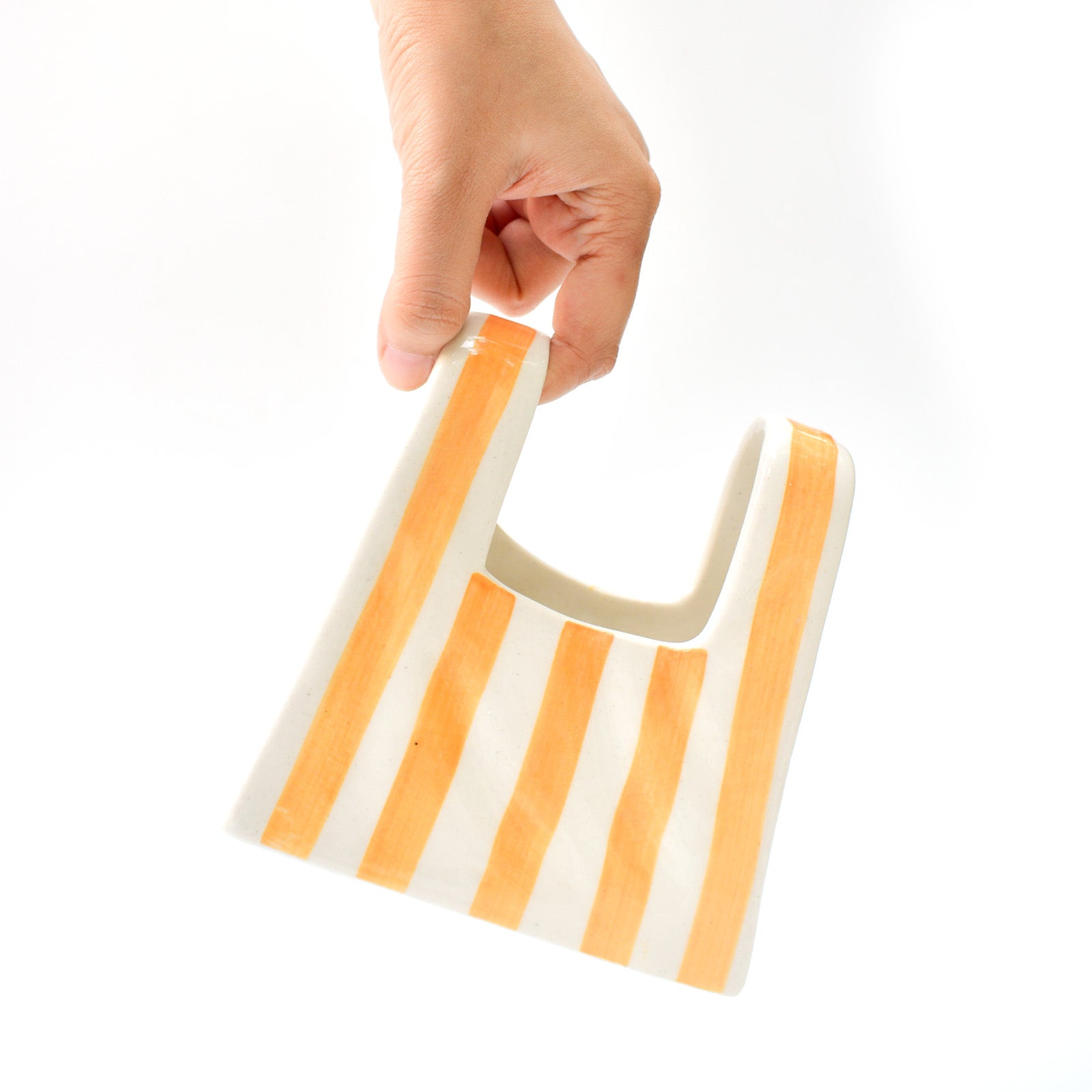 Small Bag Ceramic Vase - Yellow Stripe