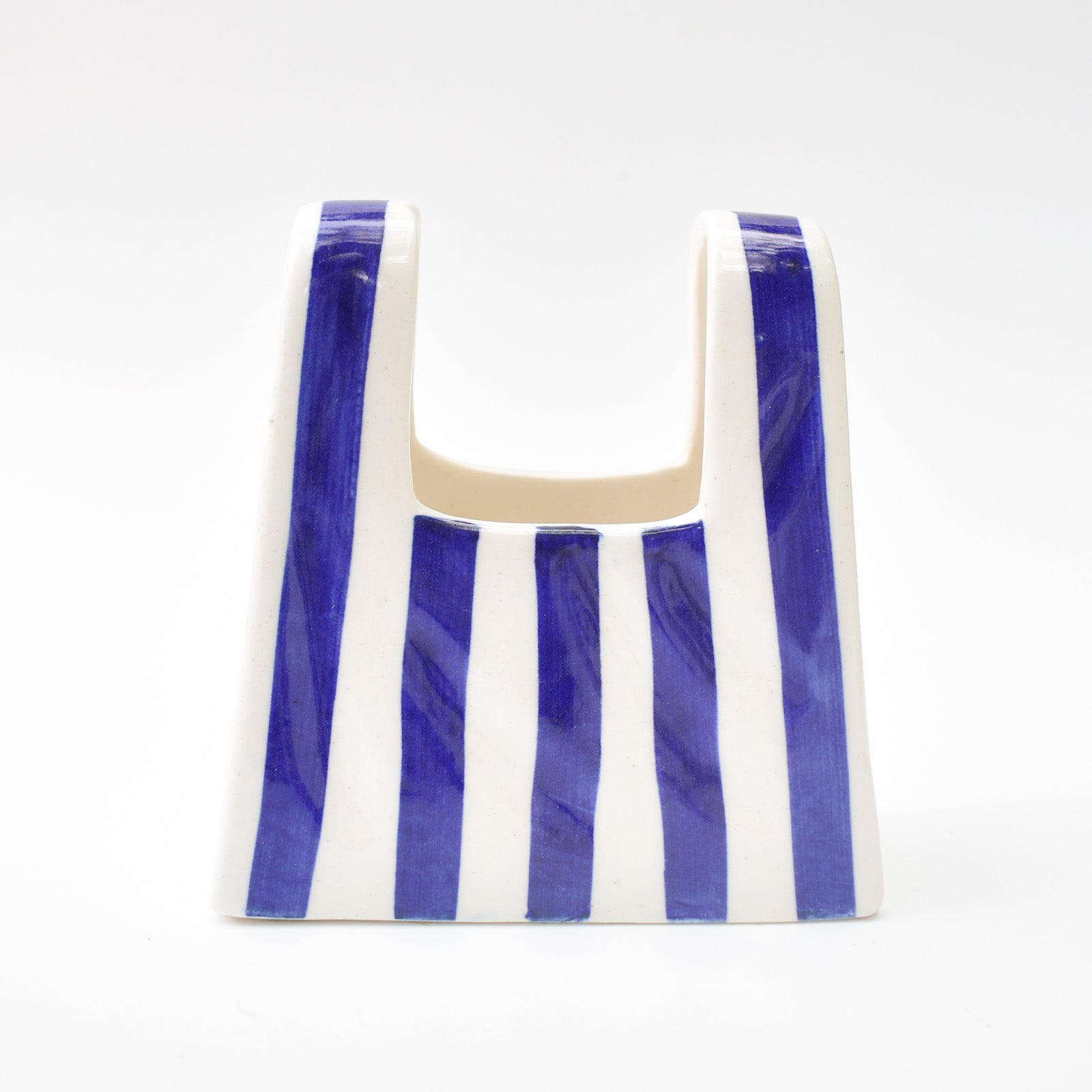 Small Bag Ceramic Vase - Blue Stripe