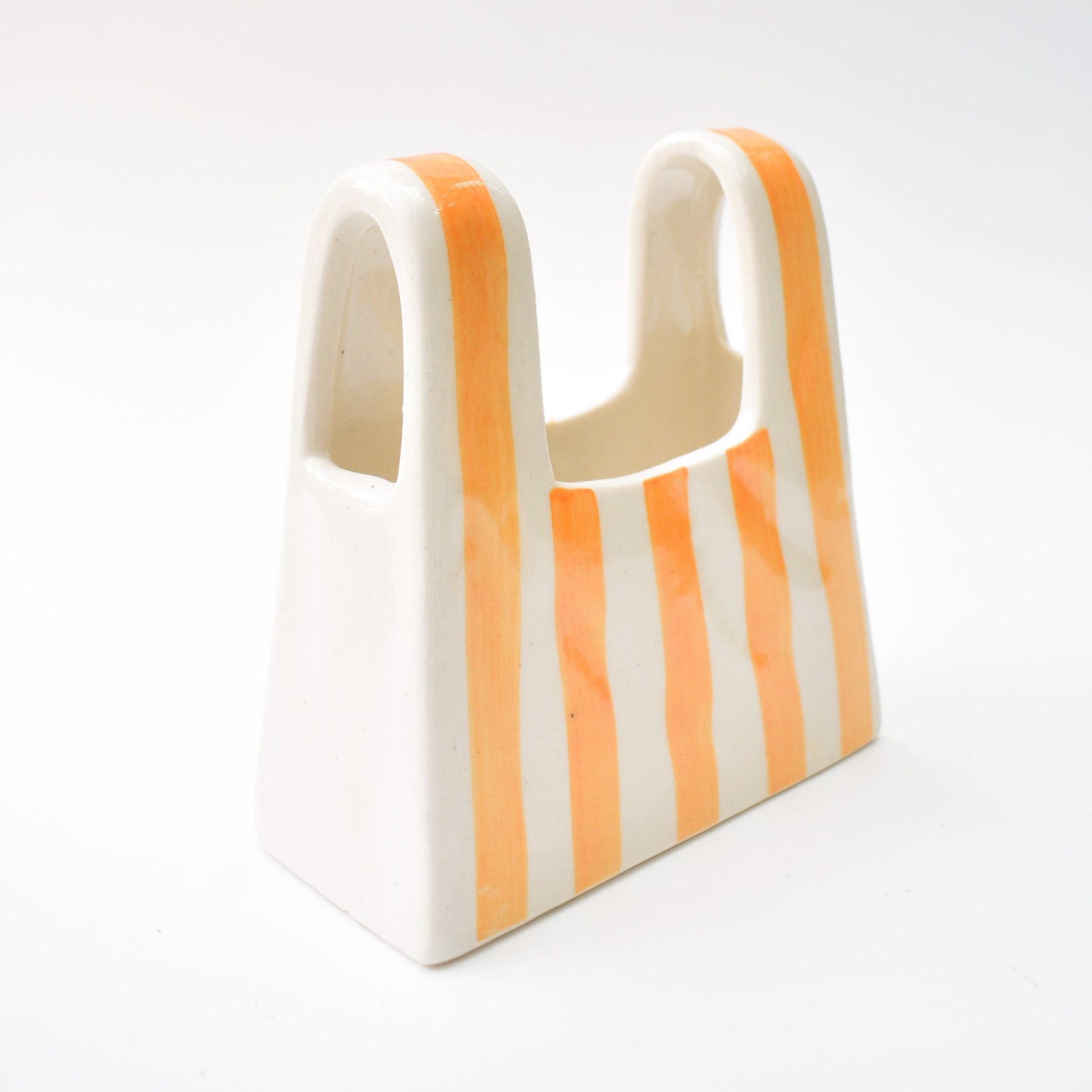 Small Bag Ceramic Vase - Yellow Stripe