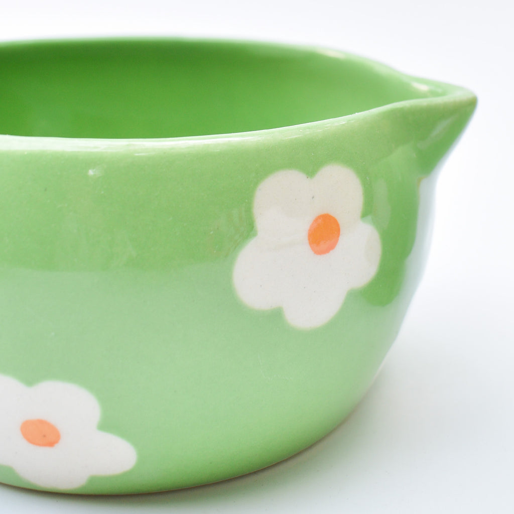 Ceramic Matcha Bowl & Whisk Holder - Green Garden