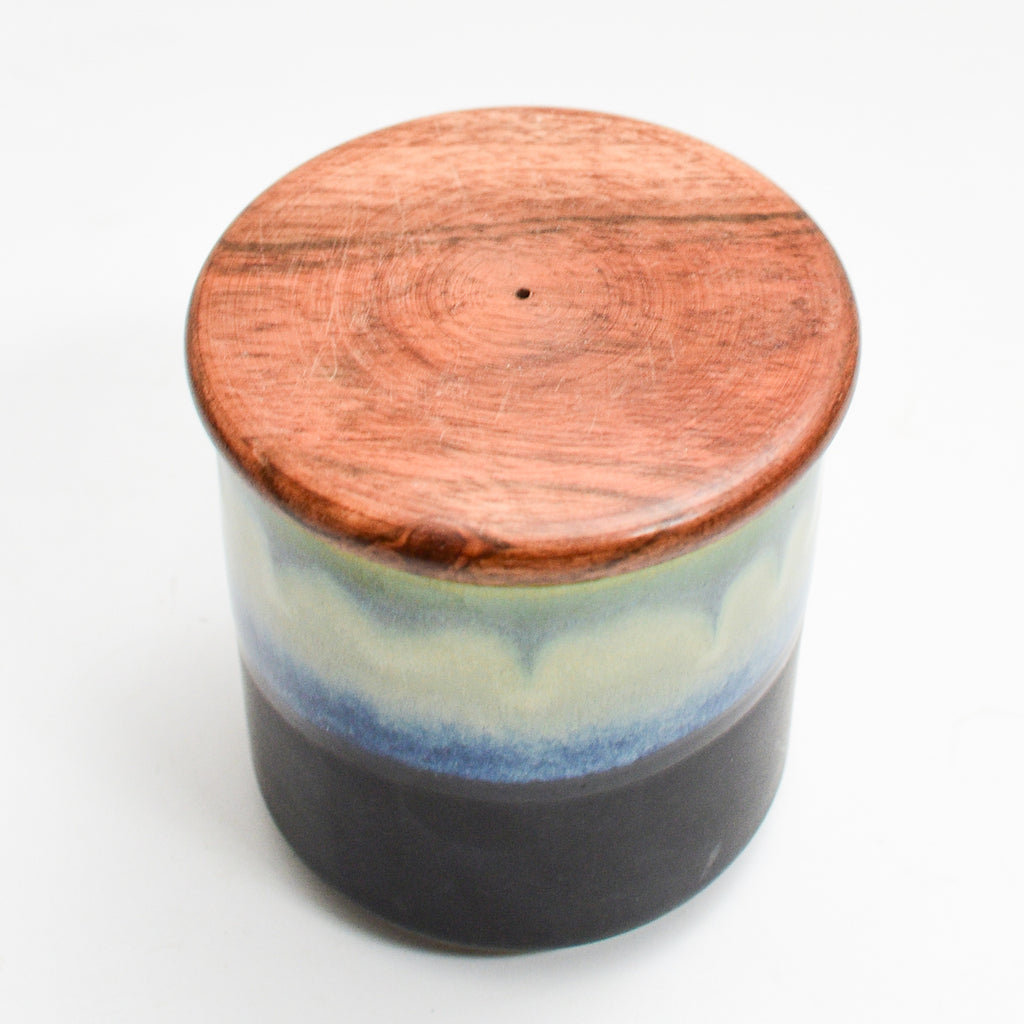 Ceramic Jar With Wooden Lid - Mint Black