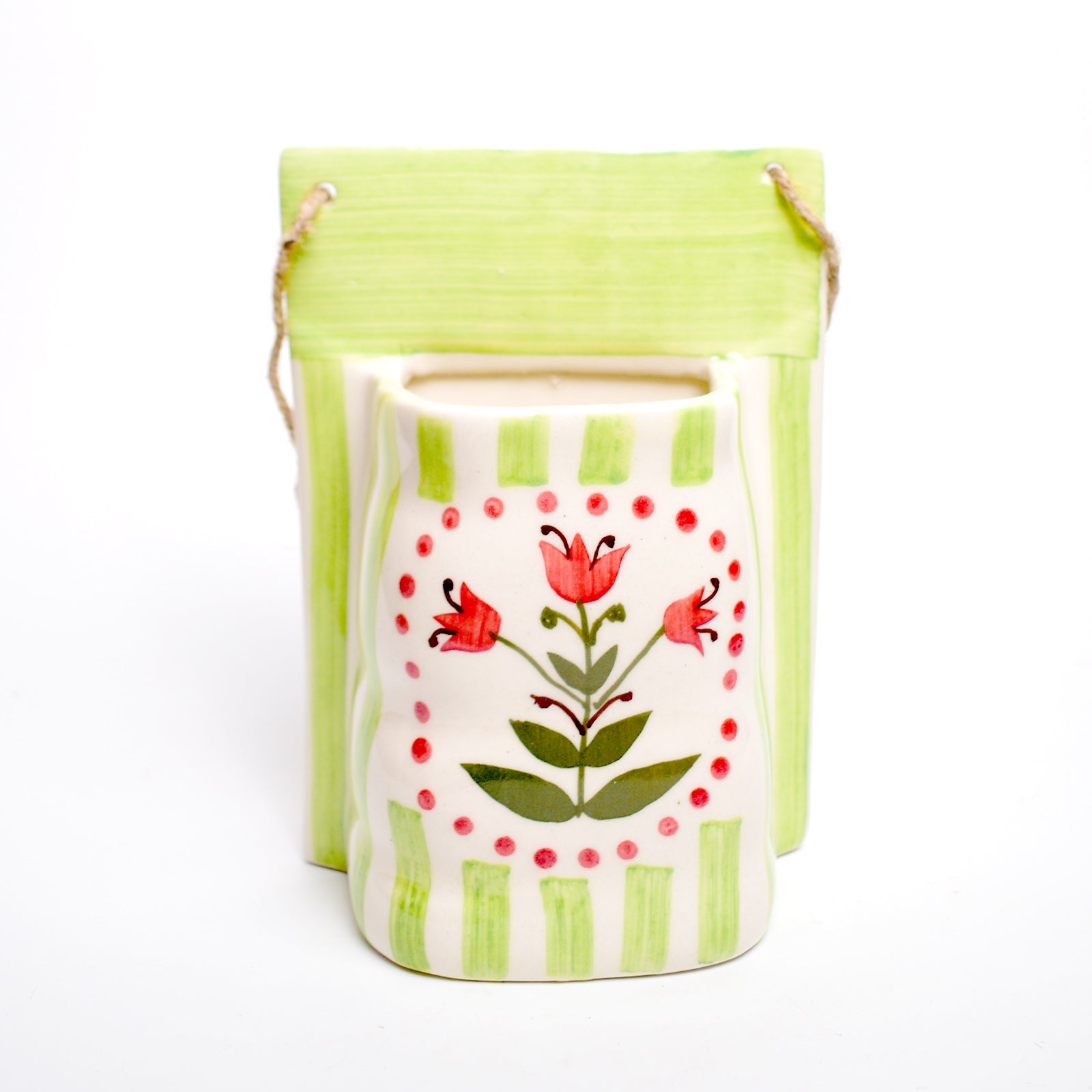 Ceramic Wall Planter - Green Garden Bloom